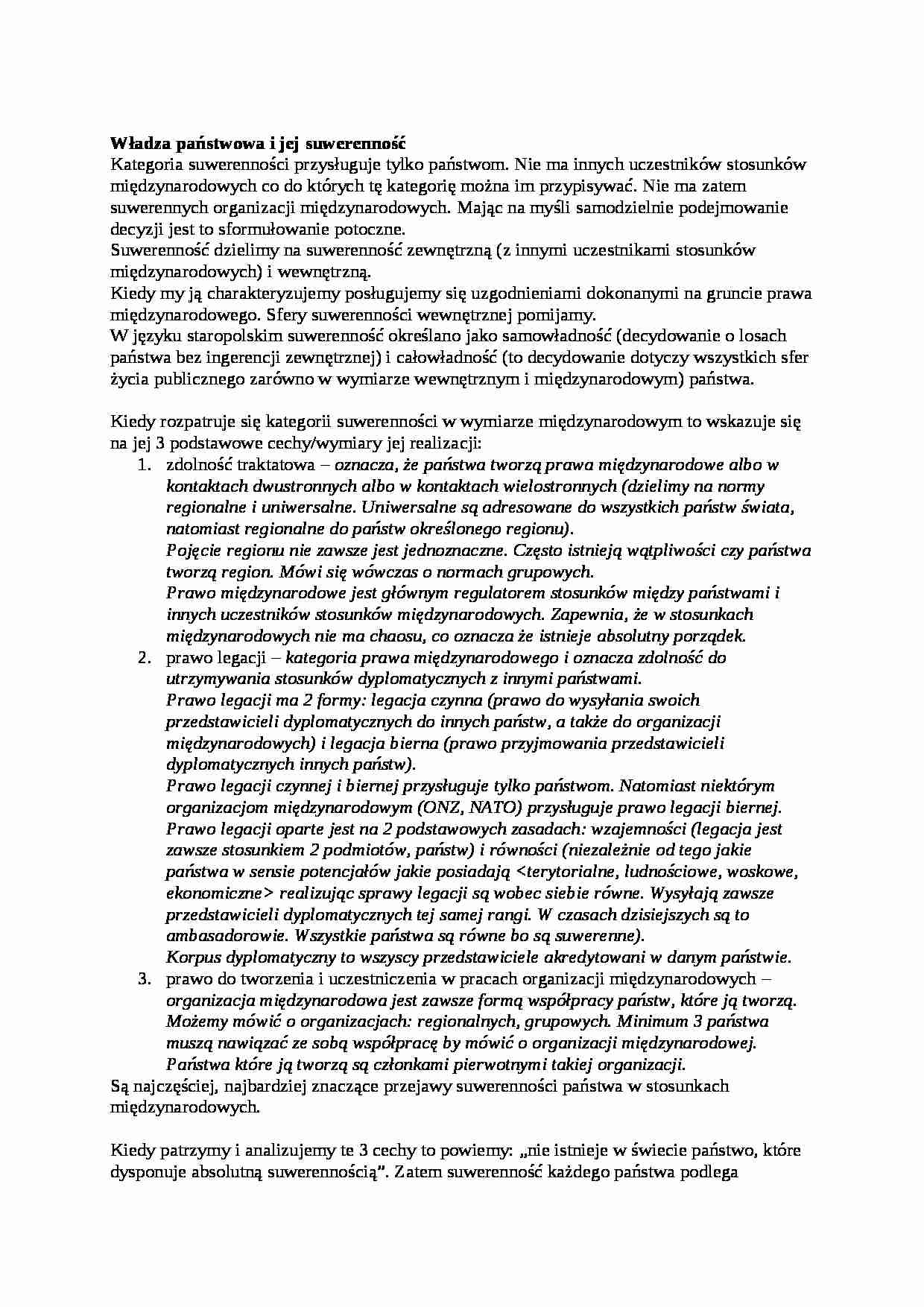 Władza państwowa i jej suwerenność - strona 1
