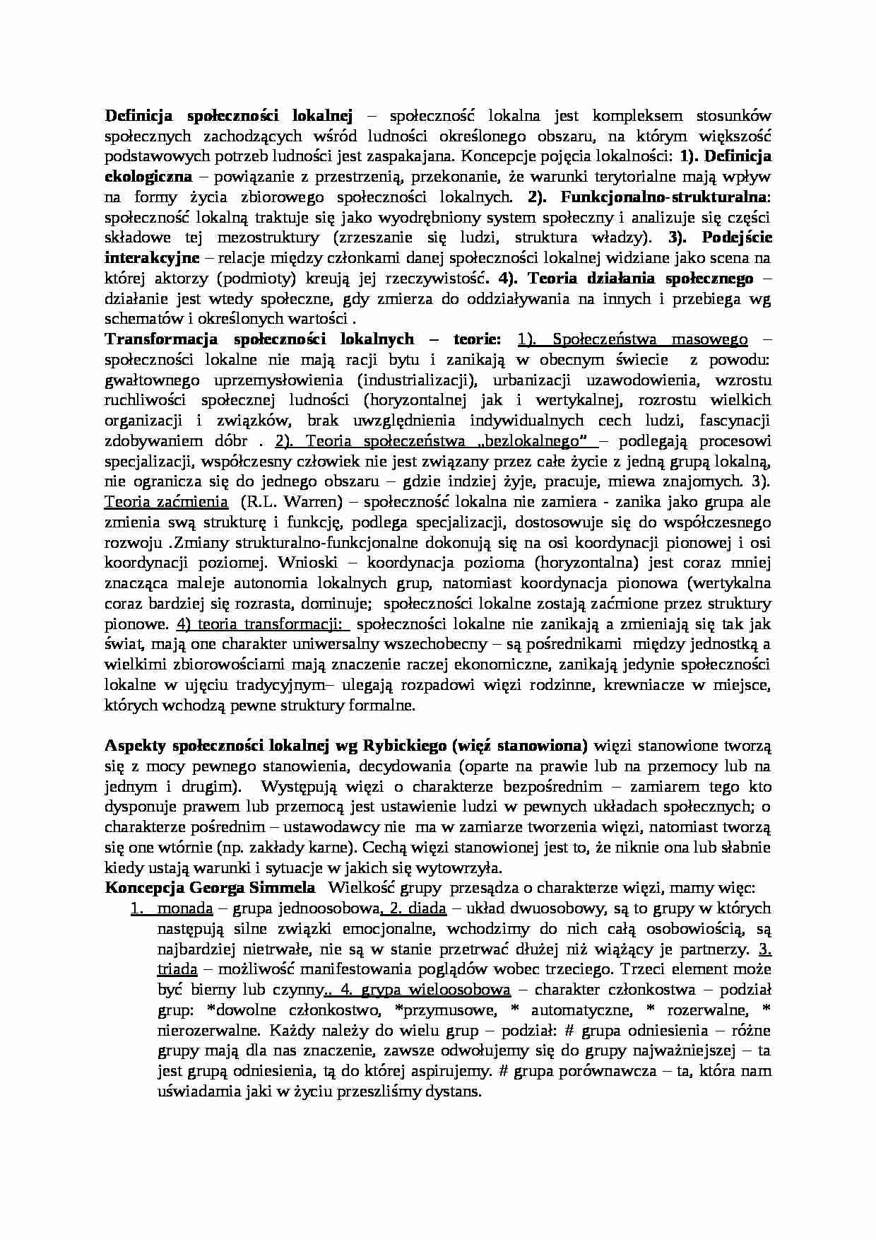 Definicja społeczności lokalnej - wykład - strona 1