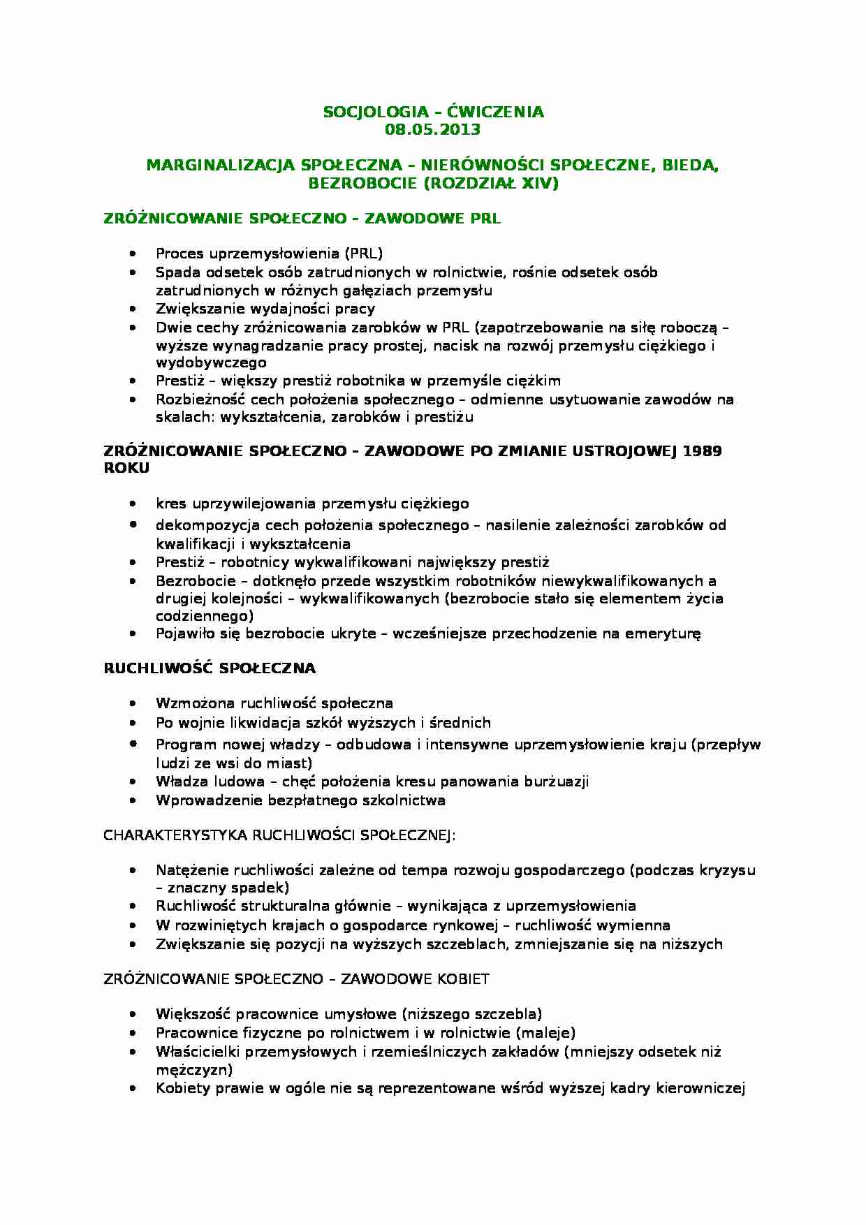 Marginalizacja społeczna - ćwiczenia - strona 1