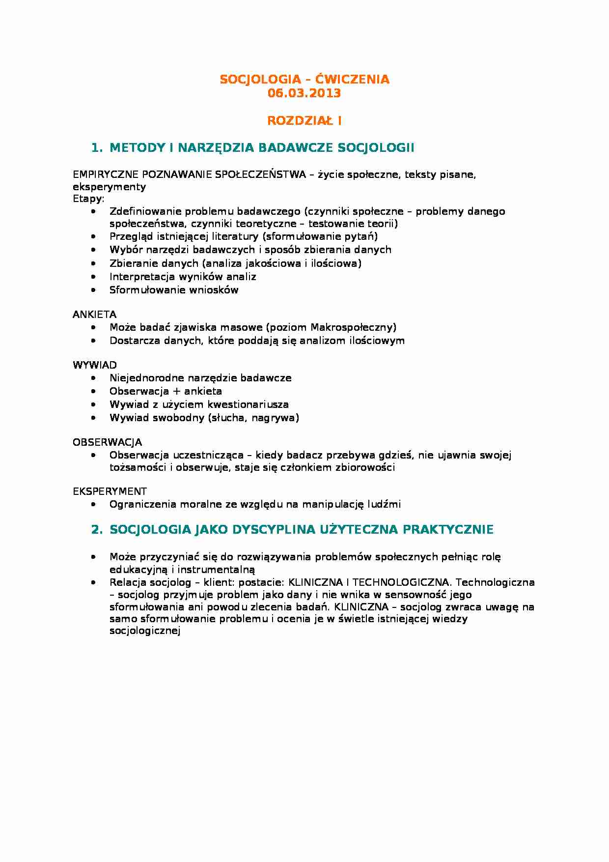 Metody i narzędzia badawcze - ćwiczenia - strona 1