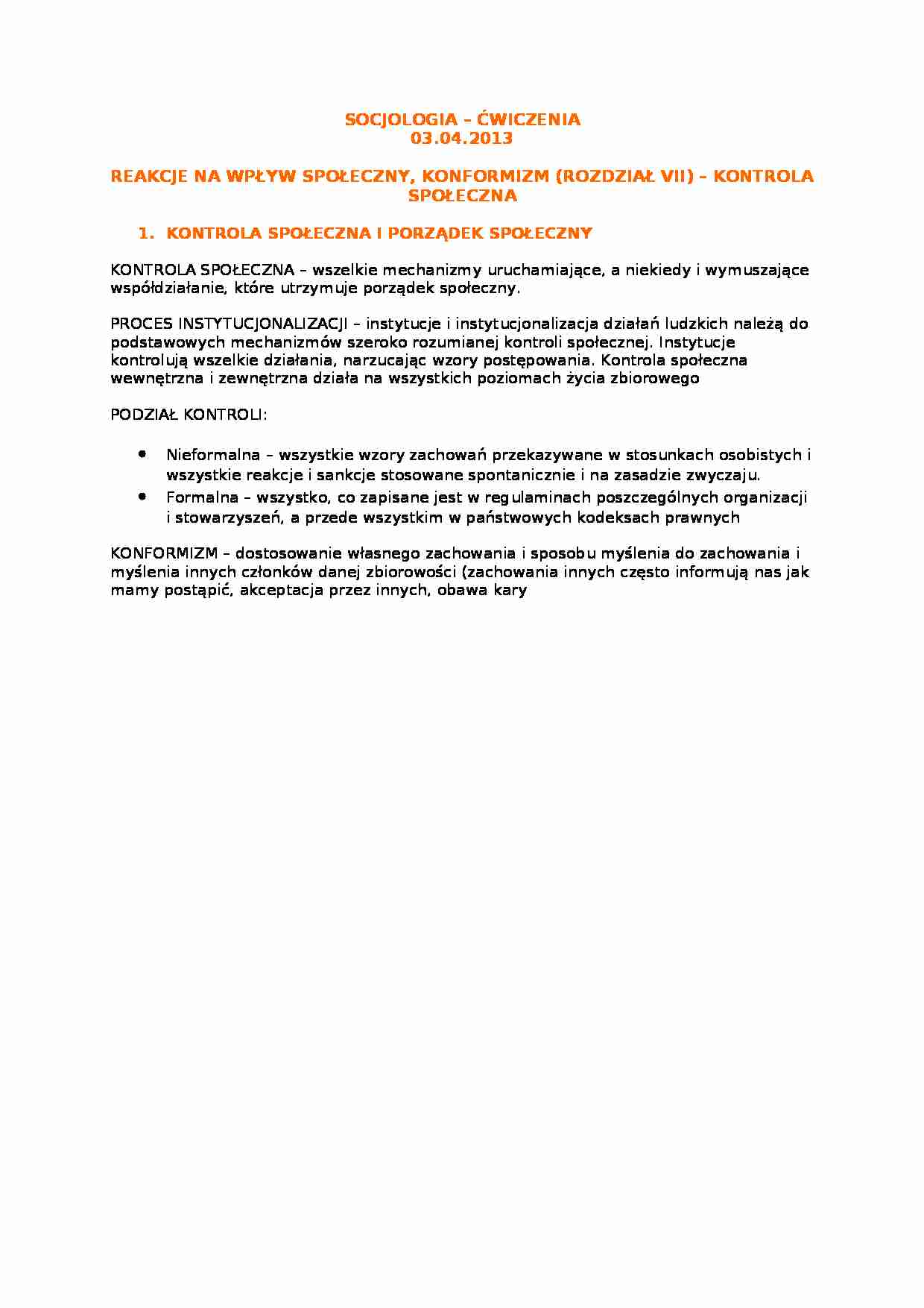 Reakcje na wpływ społeczny - ćwiczenia - strona 1