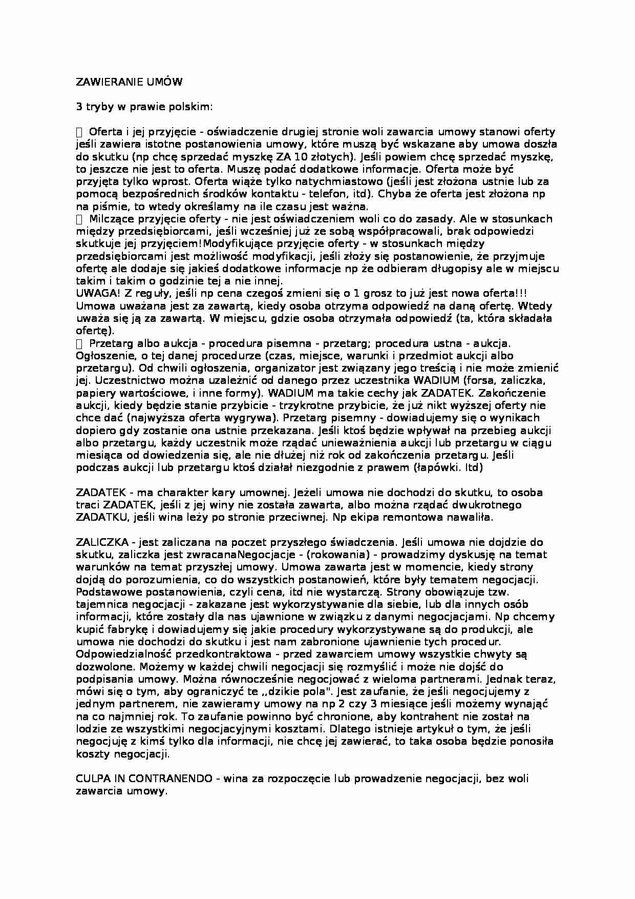 ZAWIERANIE UMÓW - strona 1
