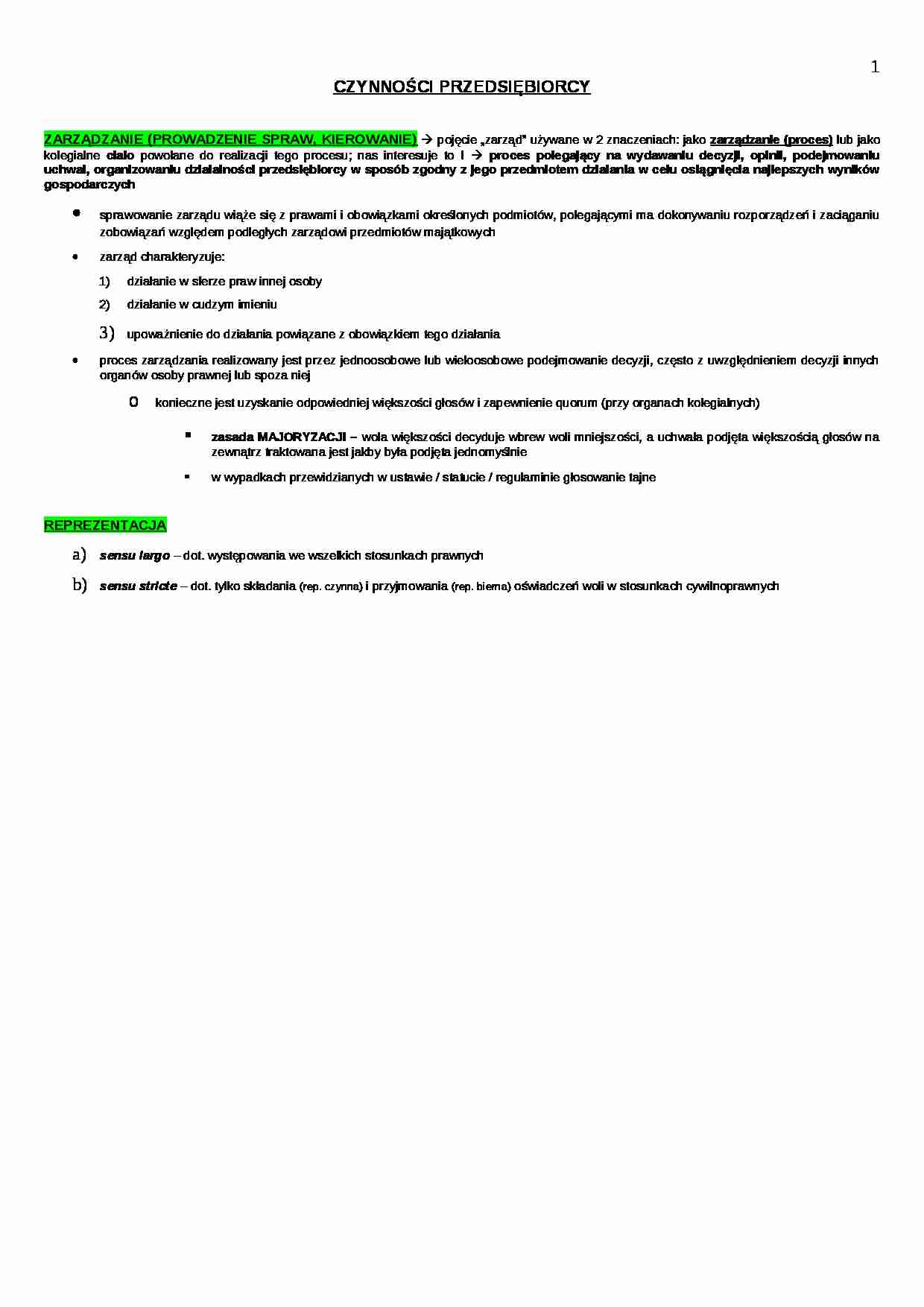 Czynności przedsiębiorców - strona 1