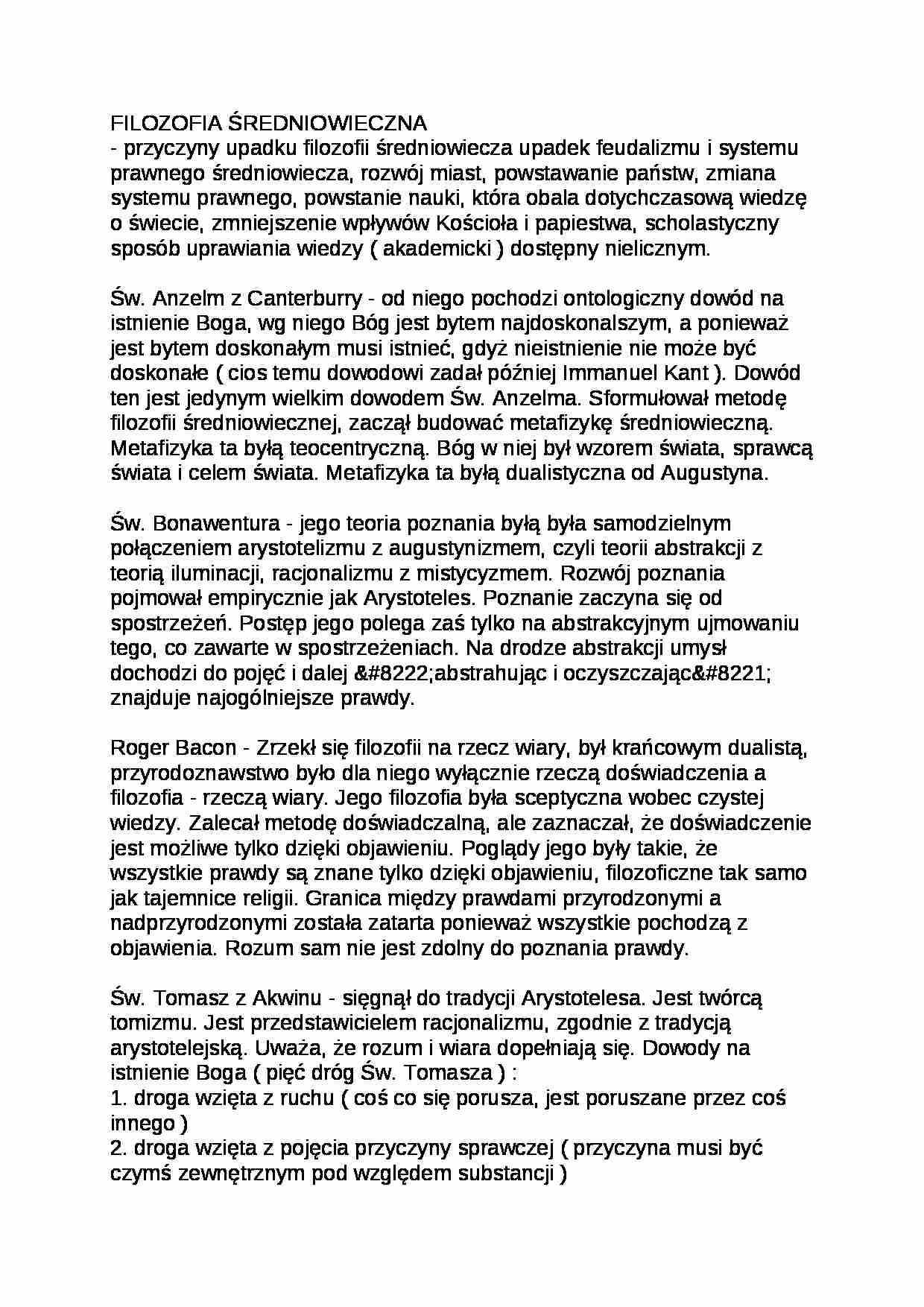 FILOZOFIA ŚREDNIOWIECZNA - strona 1