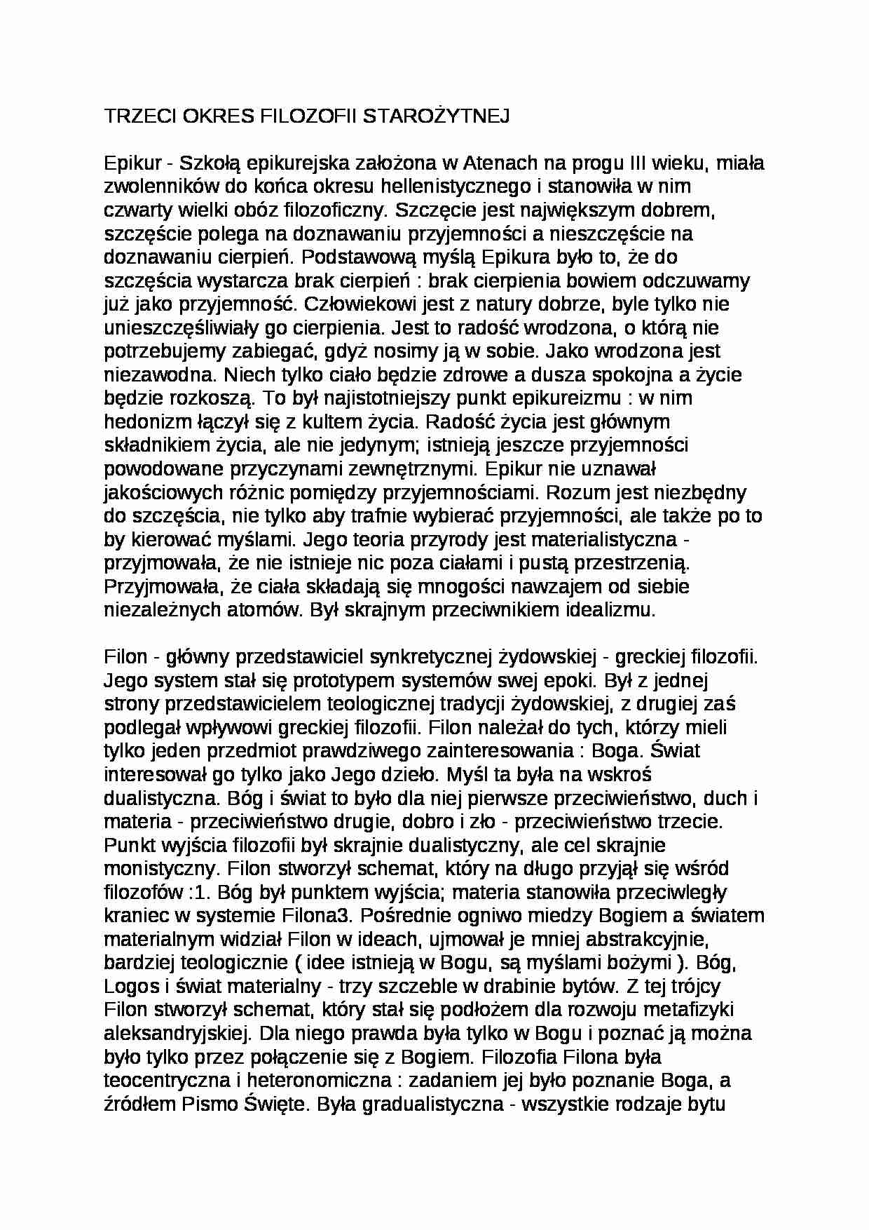 TRZECI OKRES FILOZOFII STAROŻYTNEJ - strona 1