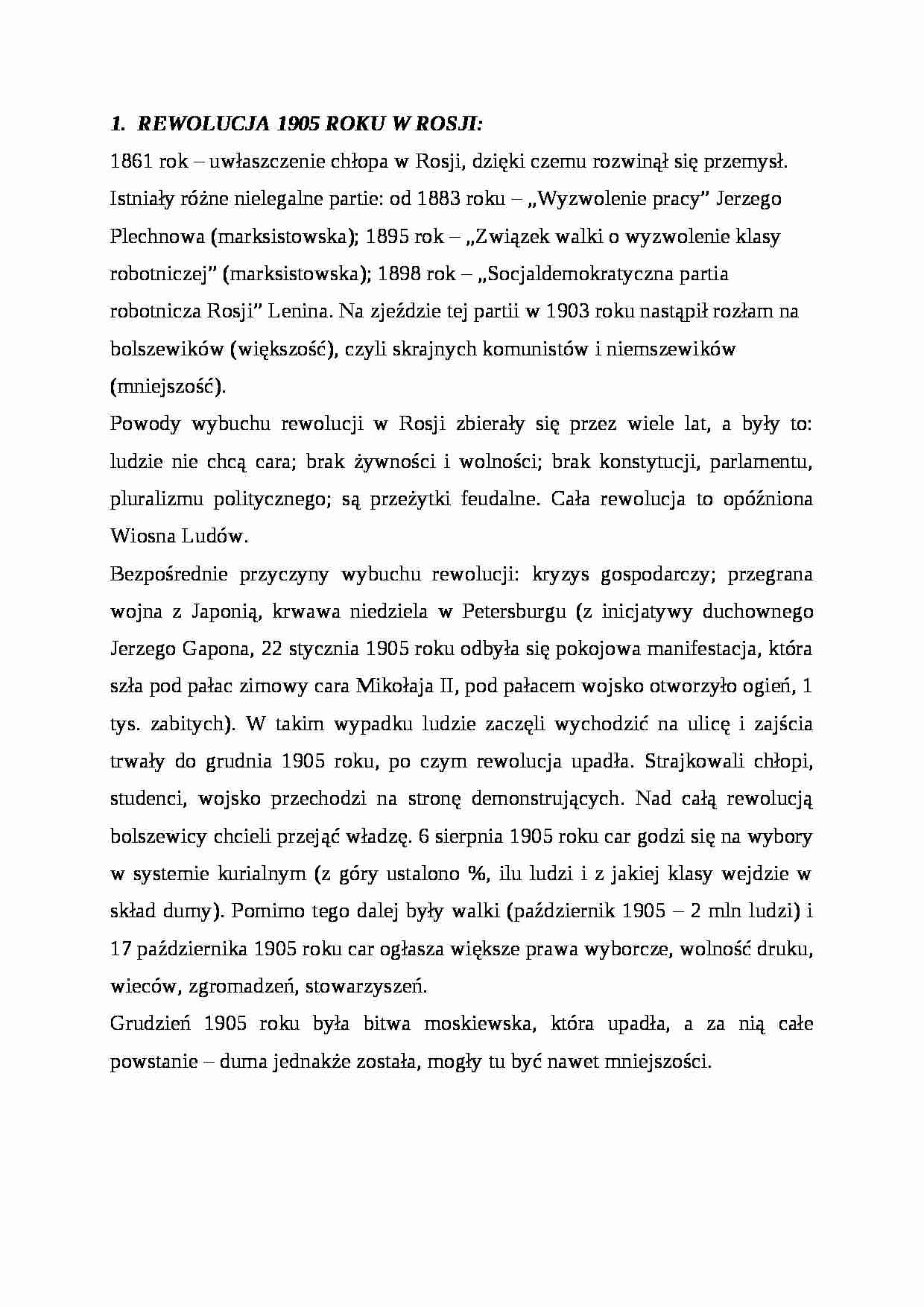 REWOLUCJA 1905 ROKU W ROSJI - strona 1