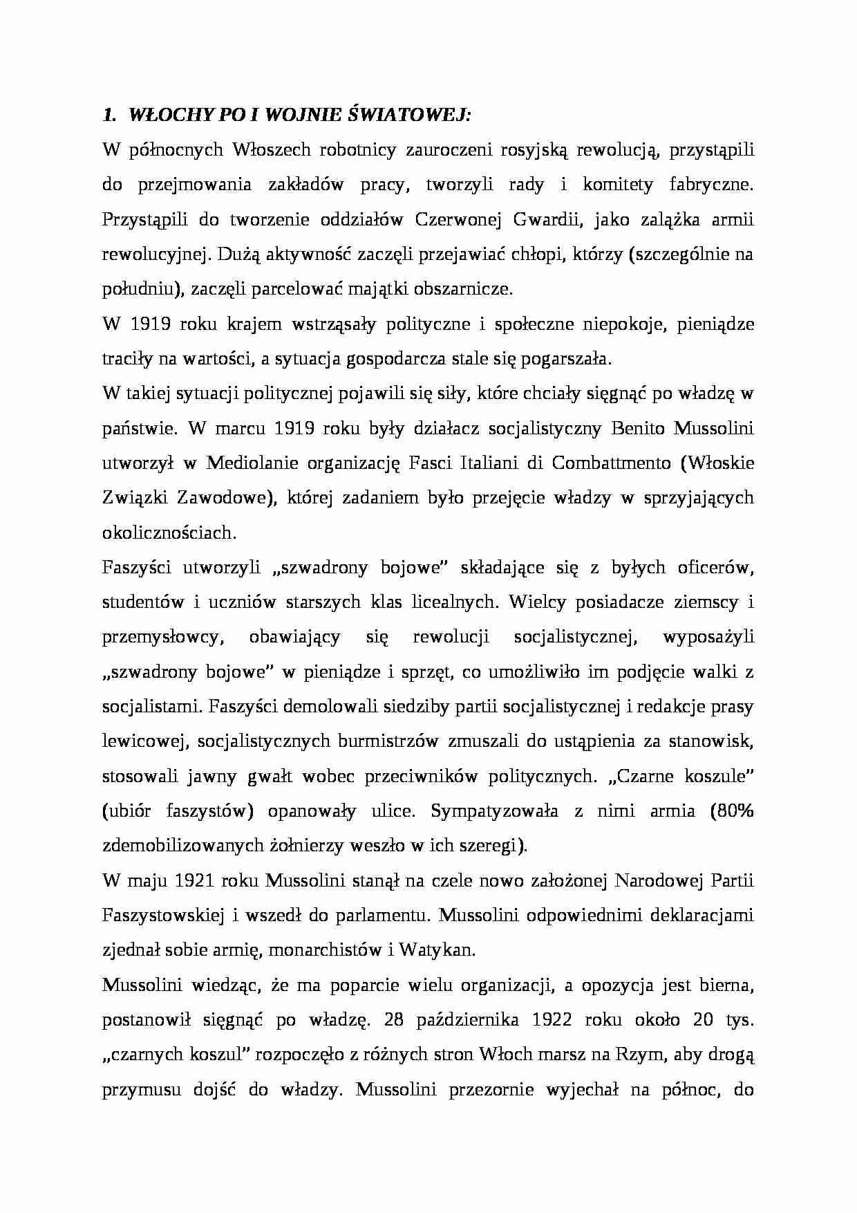 WŁOCHY PO I WOJNIE ŚWIATOWEJ - strona 1