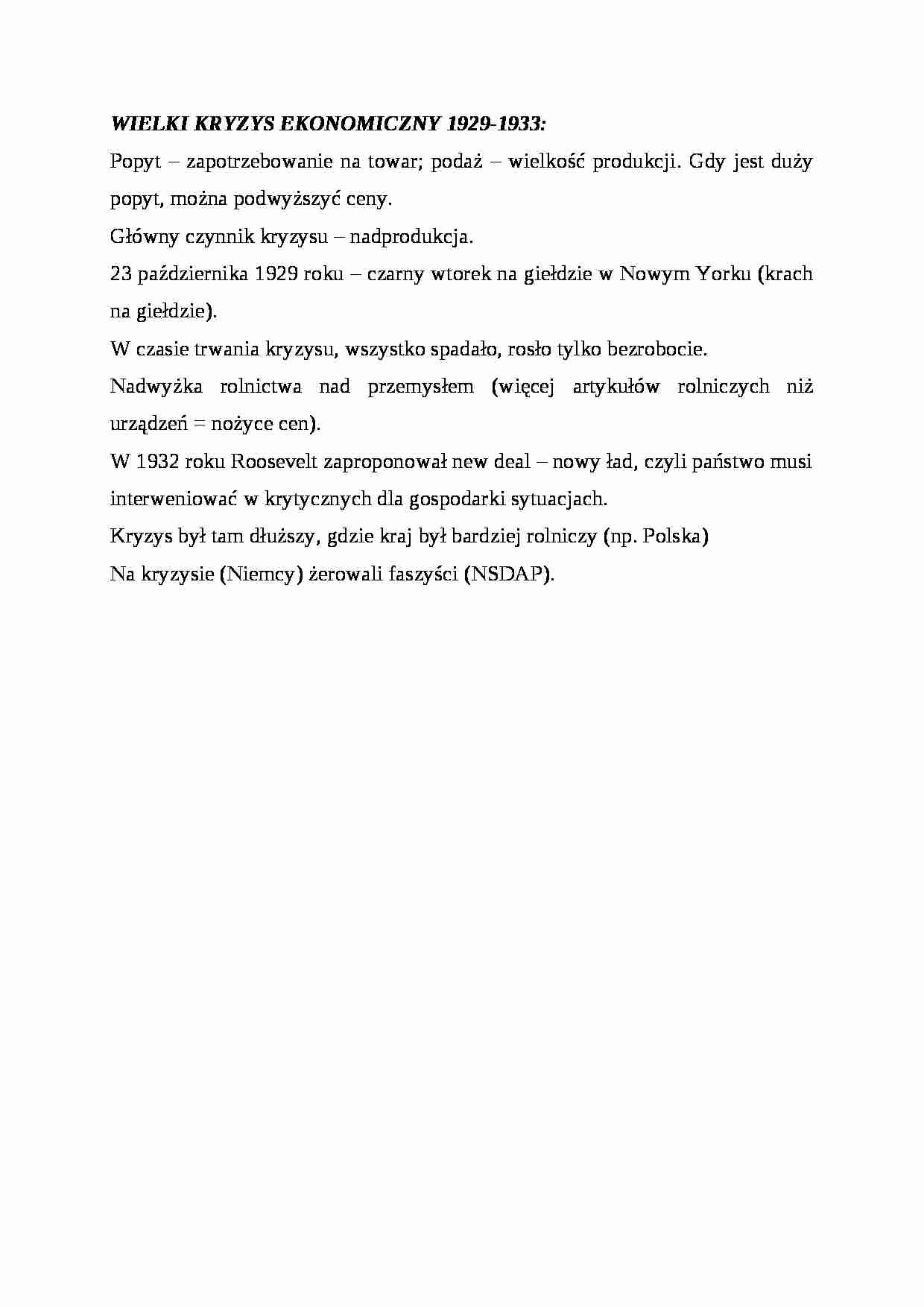 WIELKI KRYZYS EKONOMICZNY 1929-1933 - strona 1