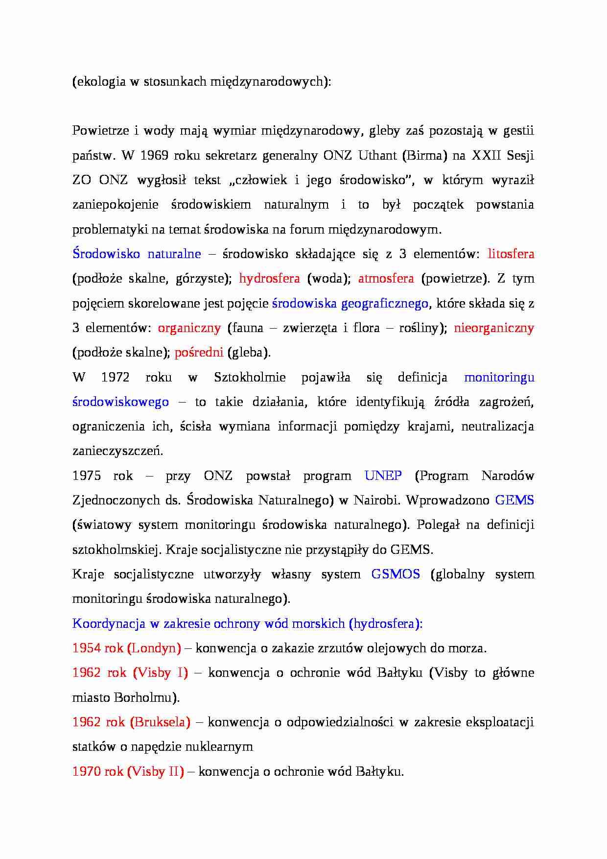 Ekologia w stosunkach międzynarodowych - strona 1