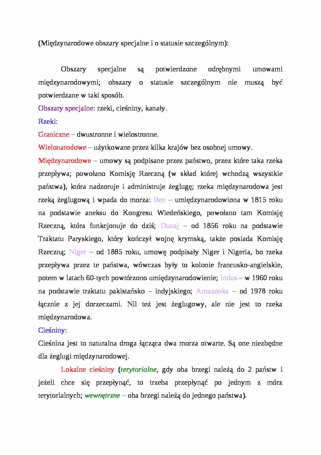 Międzynarodowe obszary specjalne i o statusie szczególnym - strona 1