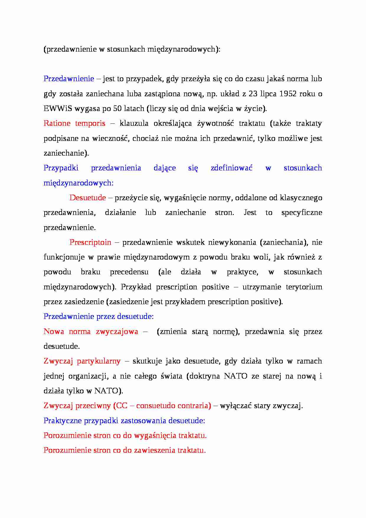 Przedawnienie w stosunkach międzynarodowych - strona 1