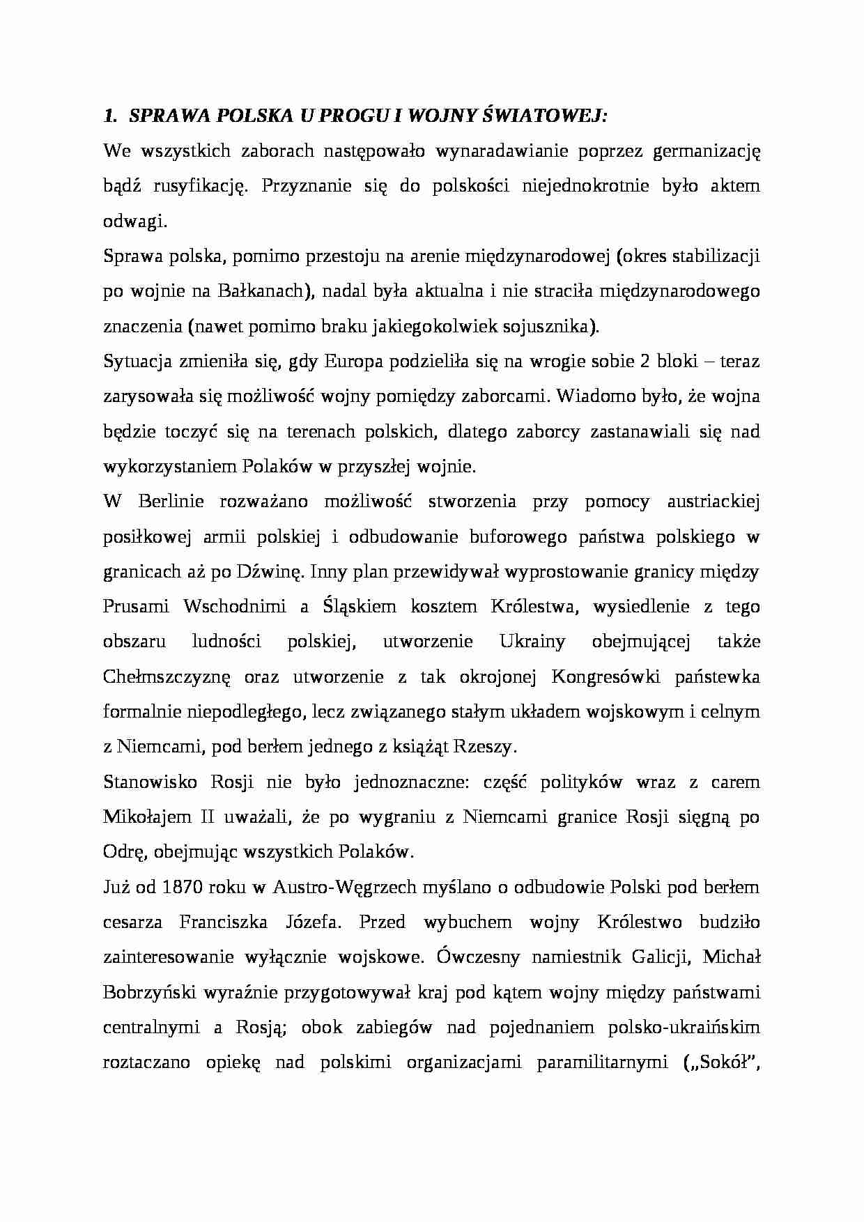 SPRAWA POLSKA U PROGU I WOJNY ŚWIATOWEJ - strona 1