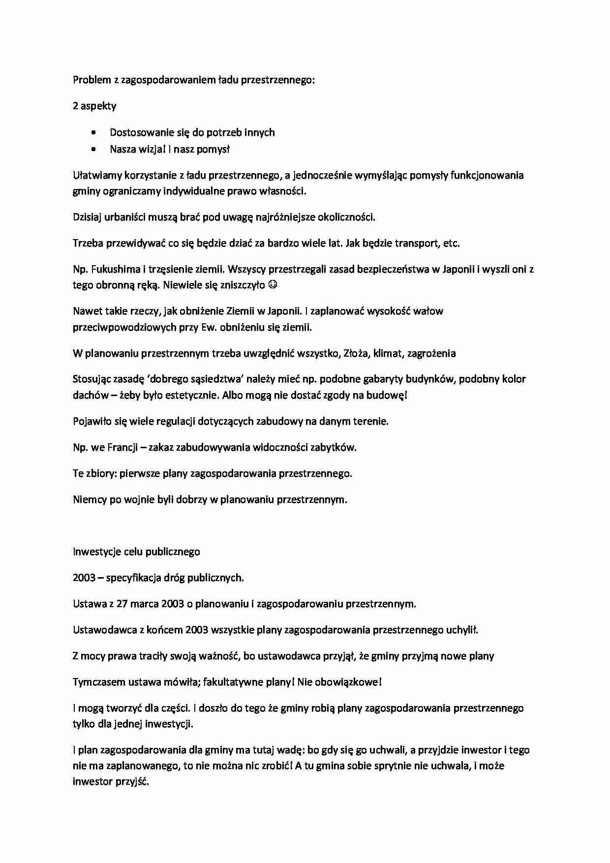 Problem z zagospodarowaniem ładu przestrzennego - strona 1