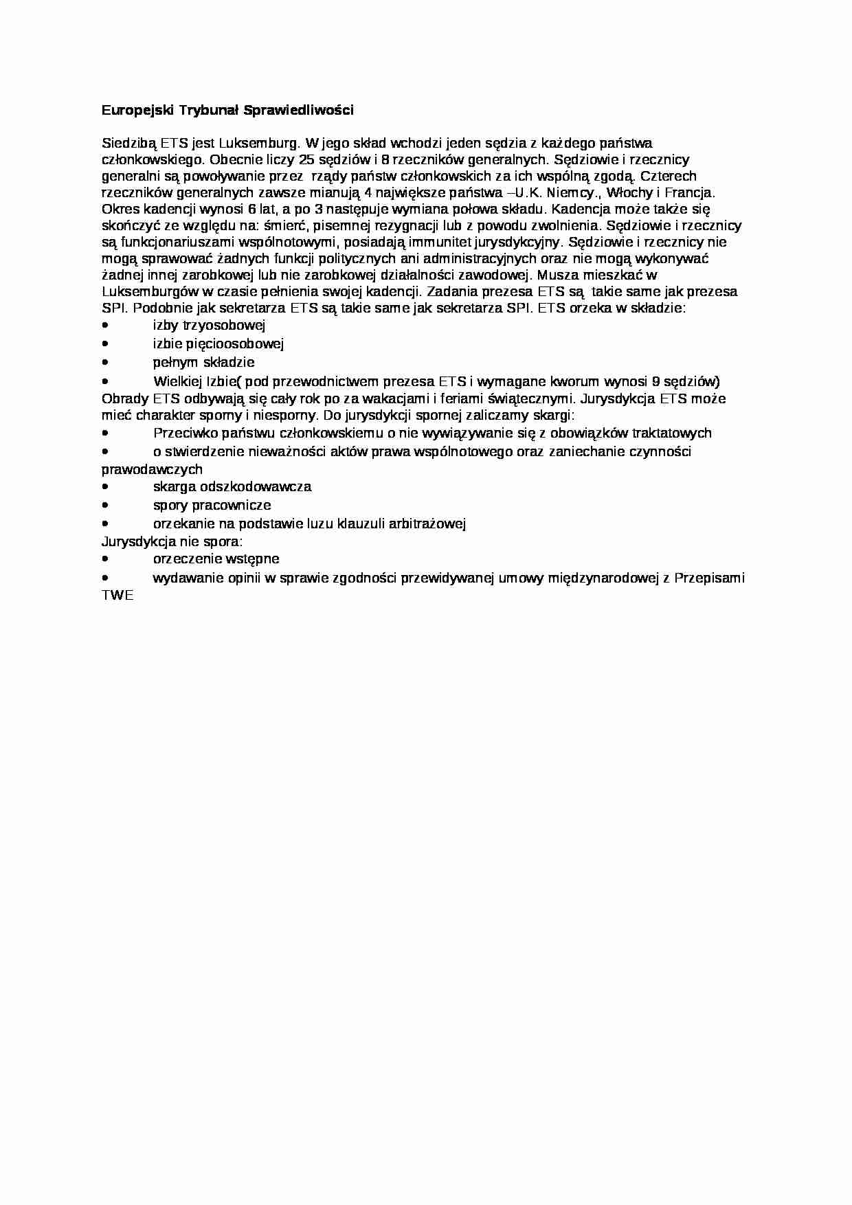 Europejski Trybunał Sprawiedliwości - Obrady ETS - strona 1