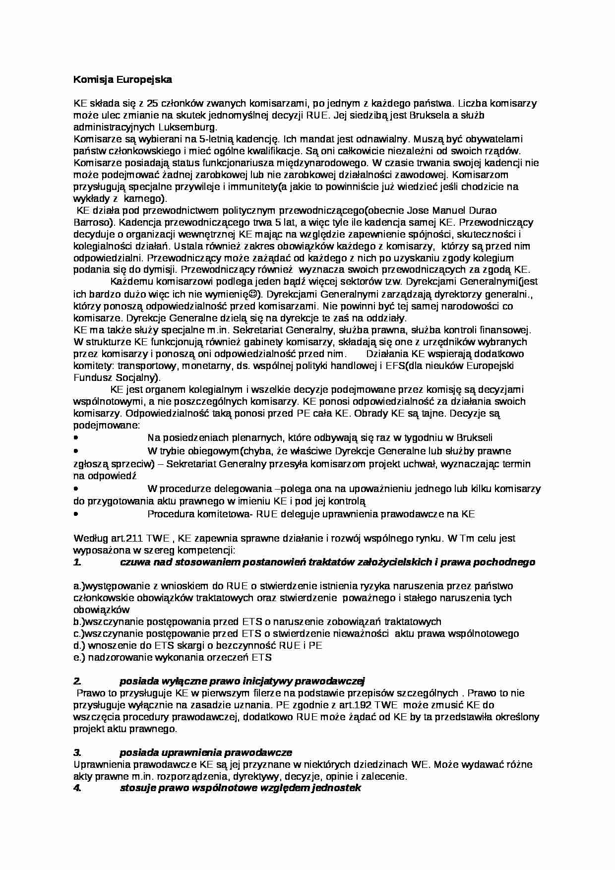 Komisja Europejska - Sposób powołania komisarzy - strona 1