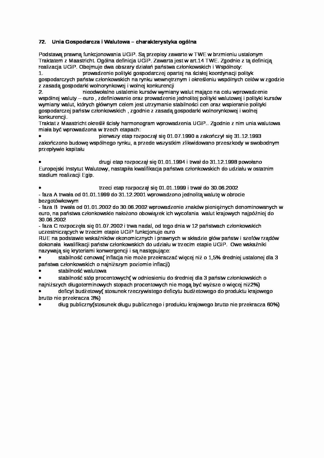Unia Gospodarcza i Walutowa - charakteystyka ogólna - strona 1