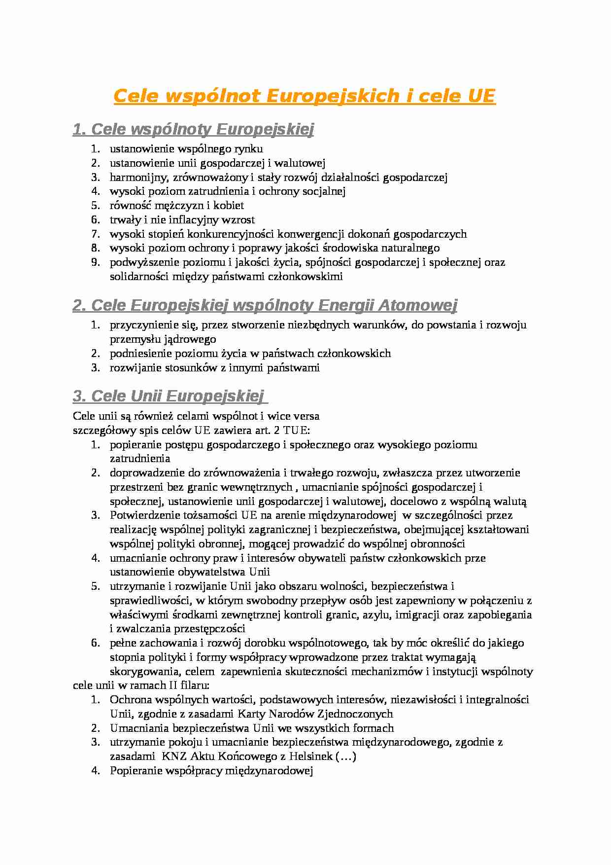 Cele wspólnot Europejskich i cele UE - strona 1