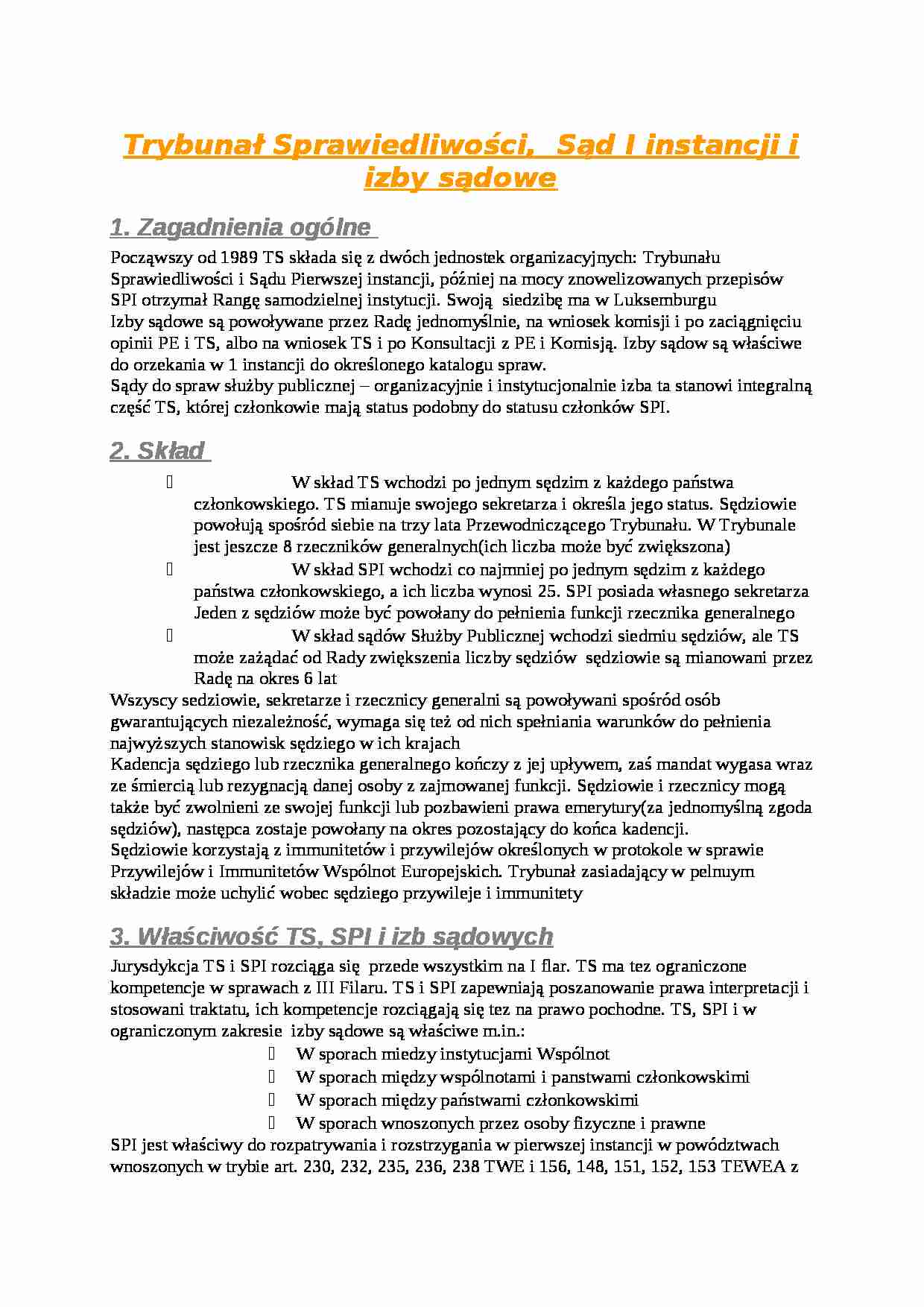 Trybunał Sprawiedliwości, Sąd I Instancji, izby sądowe - strona 1