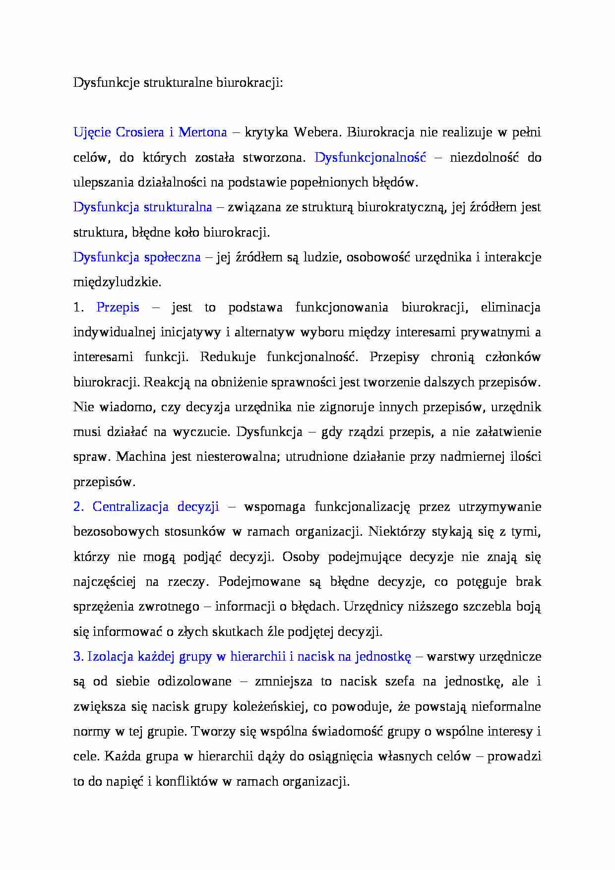 Dysfunkcje strukturalne biurokracji - strona 1