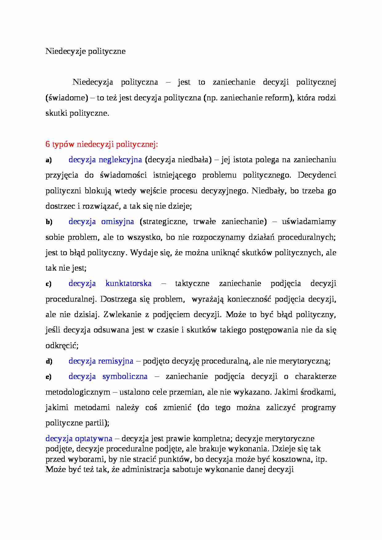 Niedecyzje polityczne - strona 1