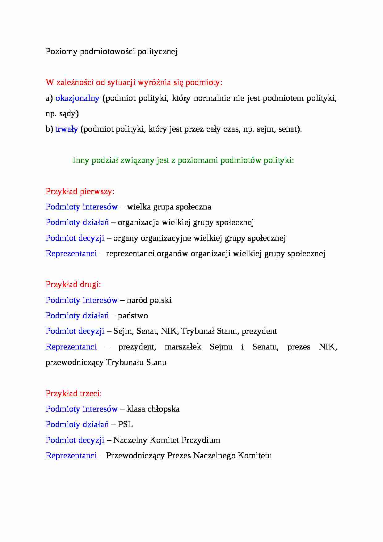 Poziomy podmiotowości politycznej - strona 1