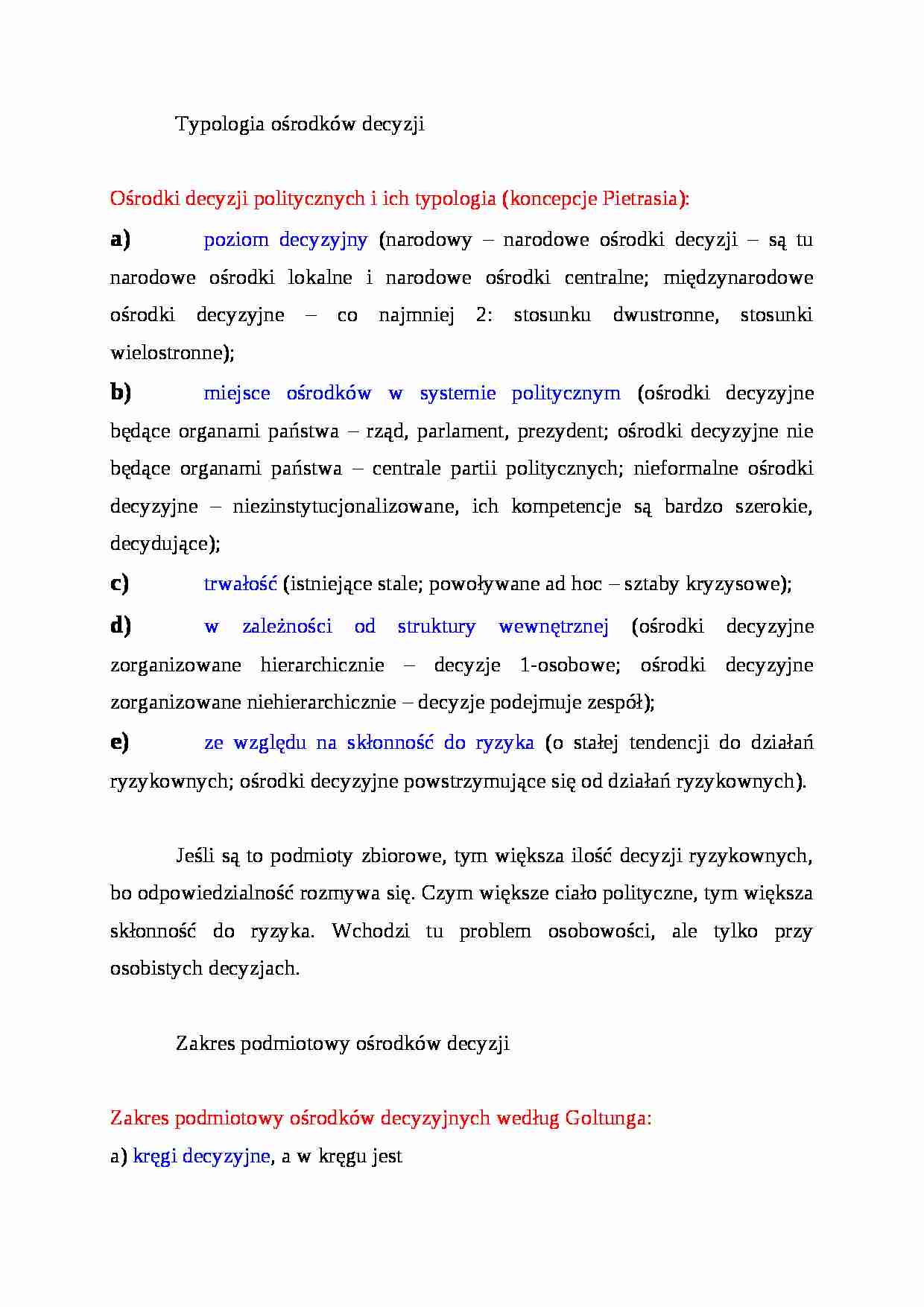 Typologia ośrodków decyzji - strona 1