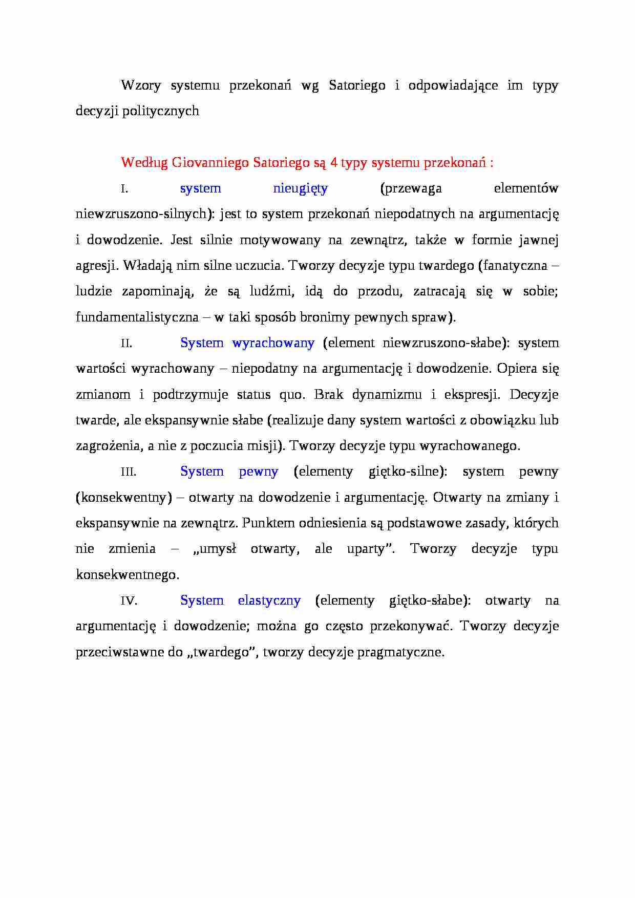 Wzory systemu przekonań wg Satoriego - strona 1