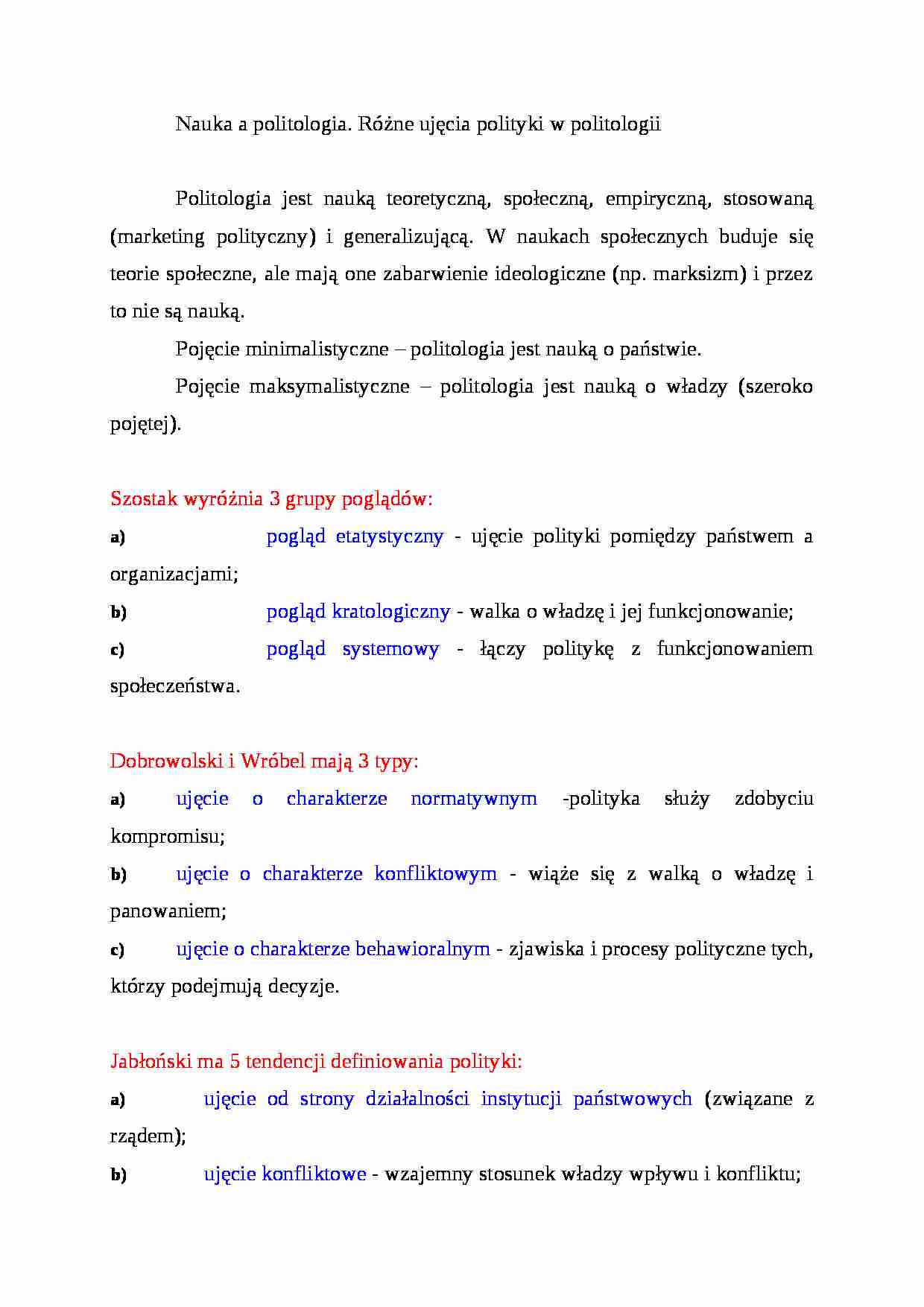 Nauka a politologia - strona 1
