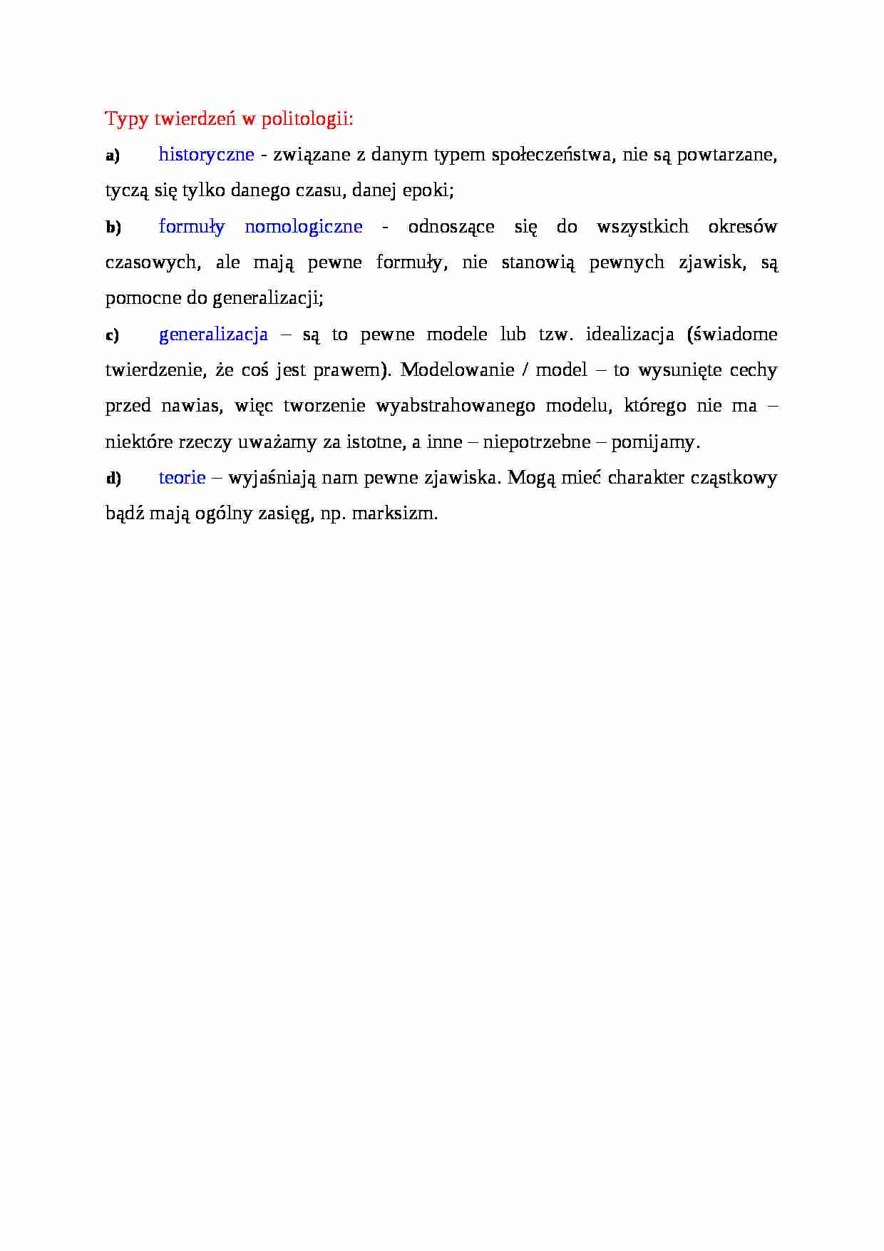 Typy twierdzeń w politologii - strona 1