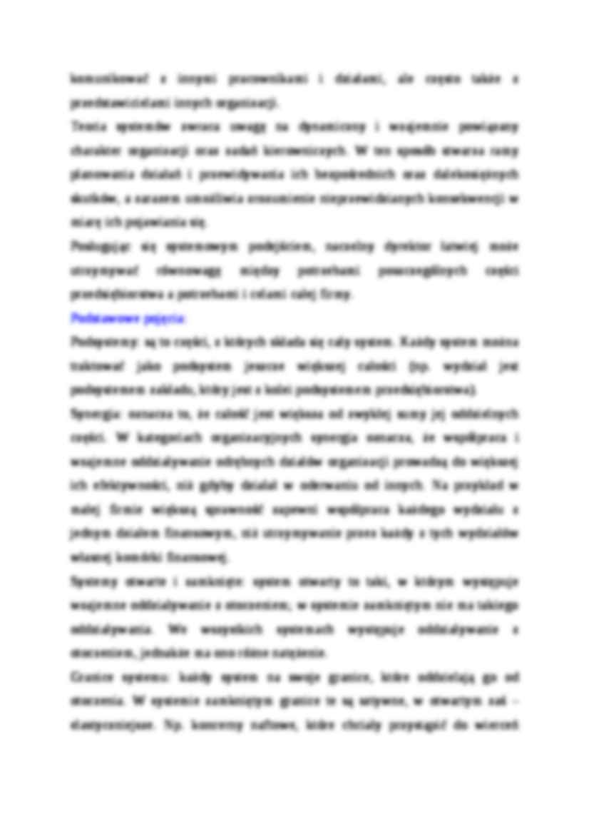 Definicja zarządzania - Teoria systemów - wykład - strona 3