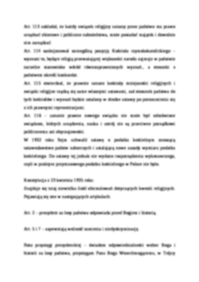 Charakterystyka ustawodawstwa wyznaniowego w II RP - strona 2