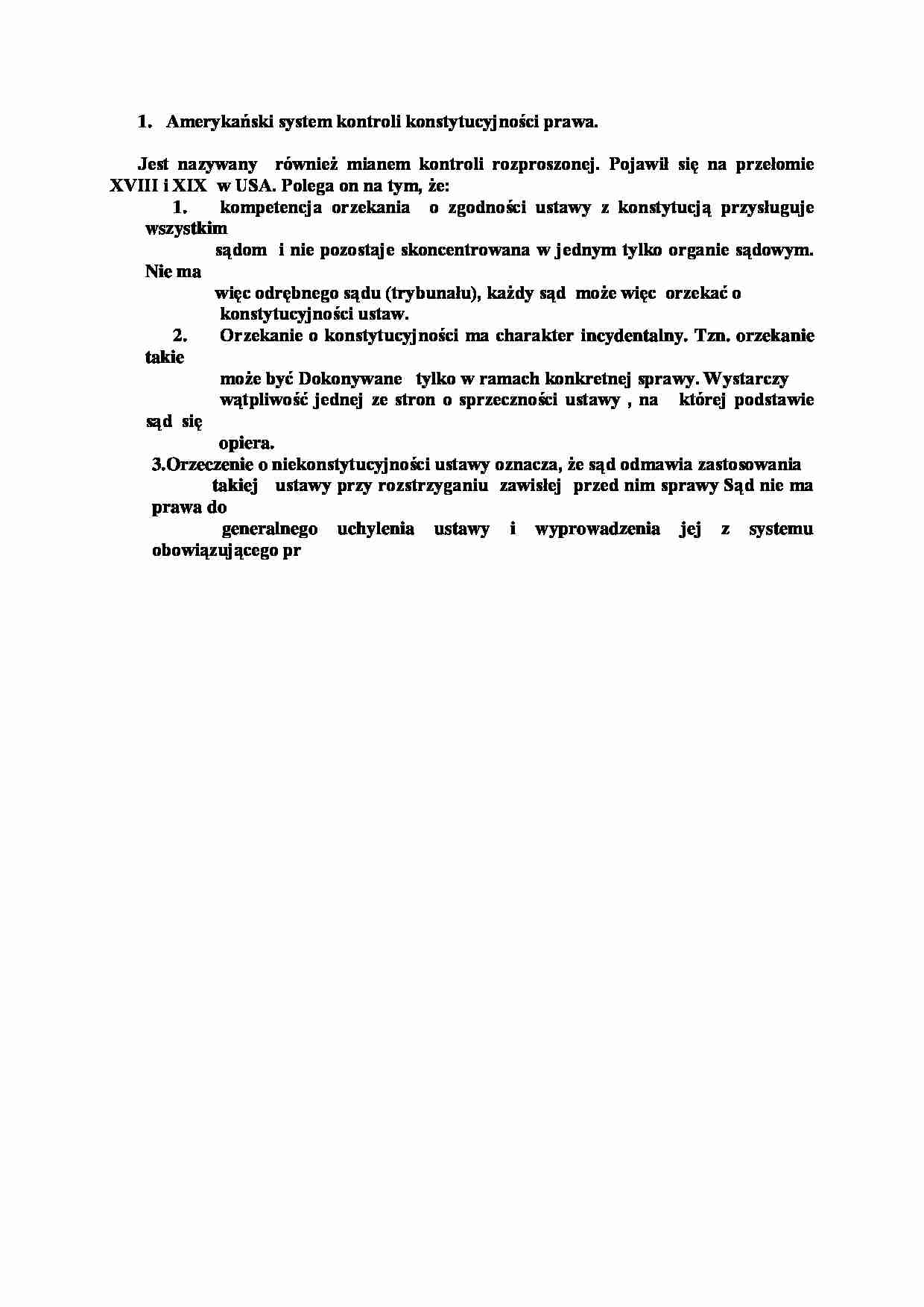 Amerykański system kontroli konstytucyjności prawa-opracowanie - strona 1