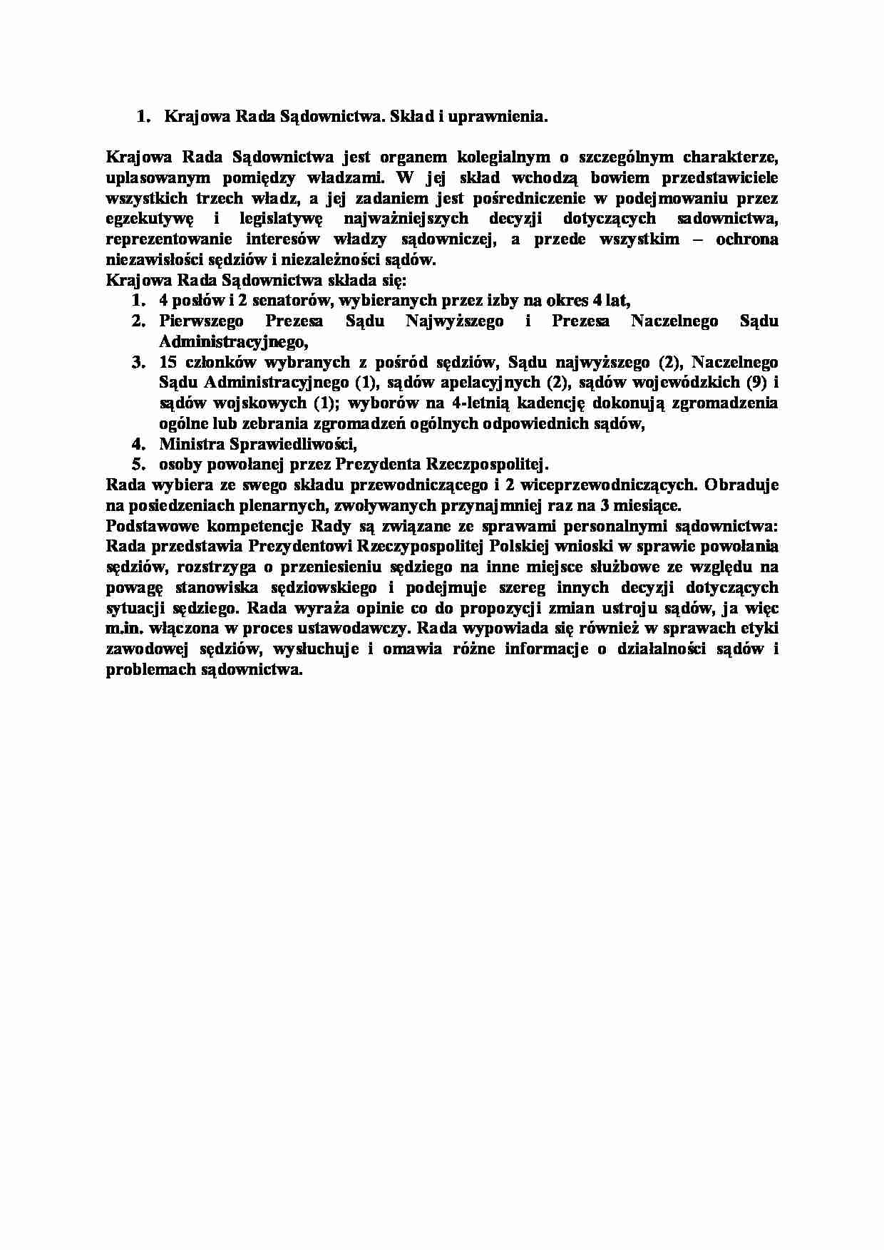Krajowa Rada Sądownictwa-skład i uprawnienia - strona 1