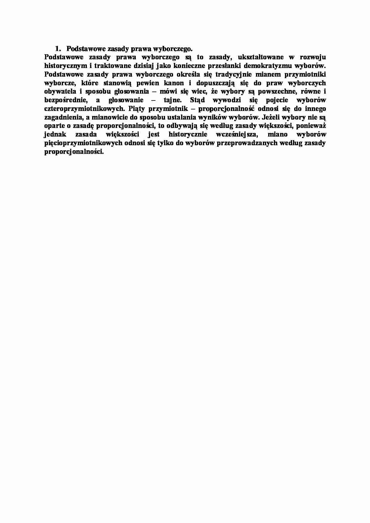 Podstawowe zasady prawa wyborczego-opracowanie - strona 1