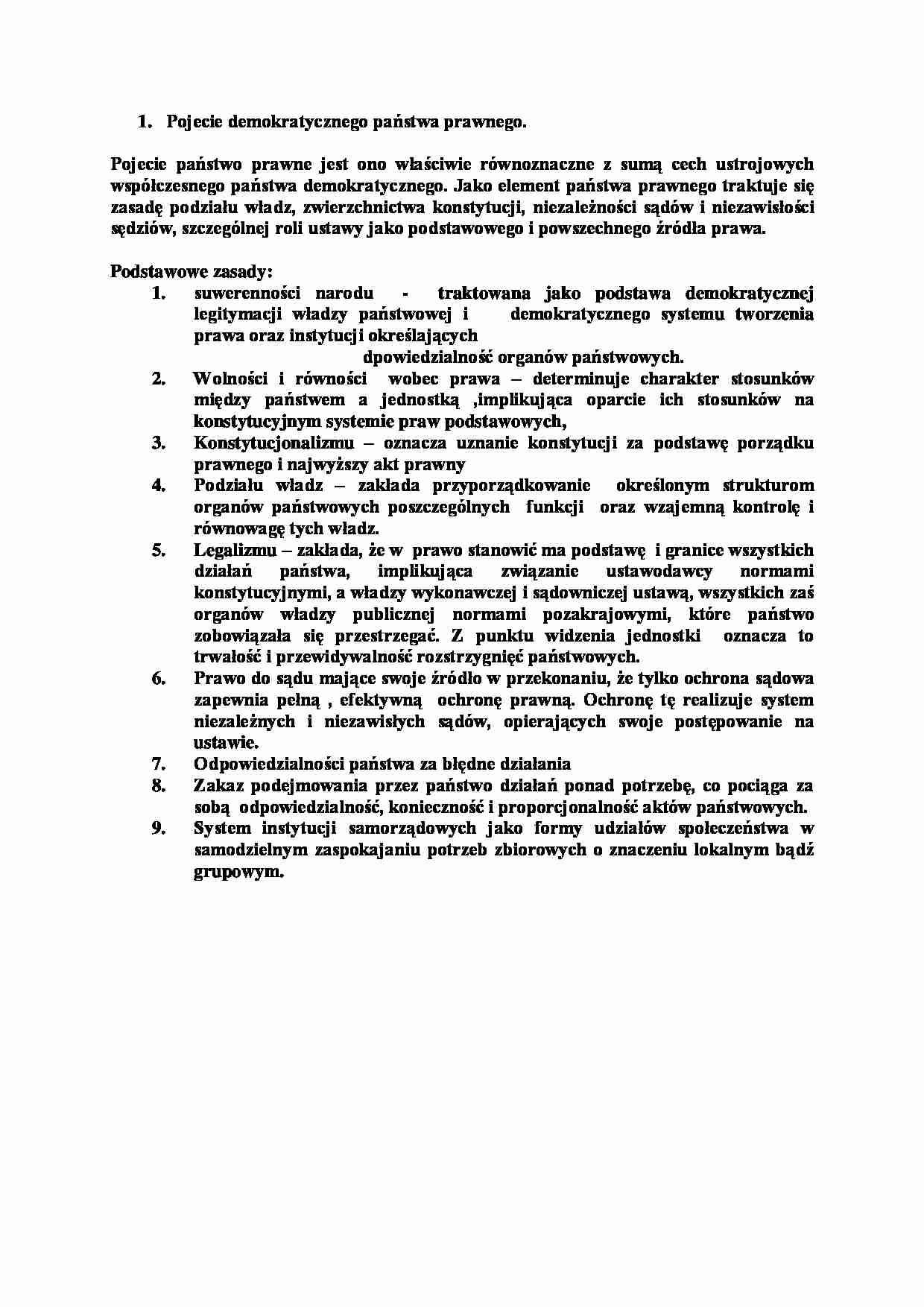 Pojęcie demokratycznego państwa prawnego-opracowanie - strona 1