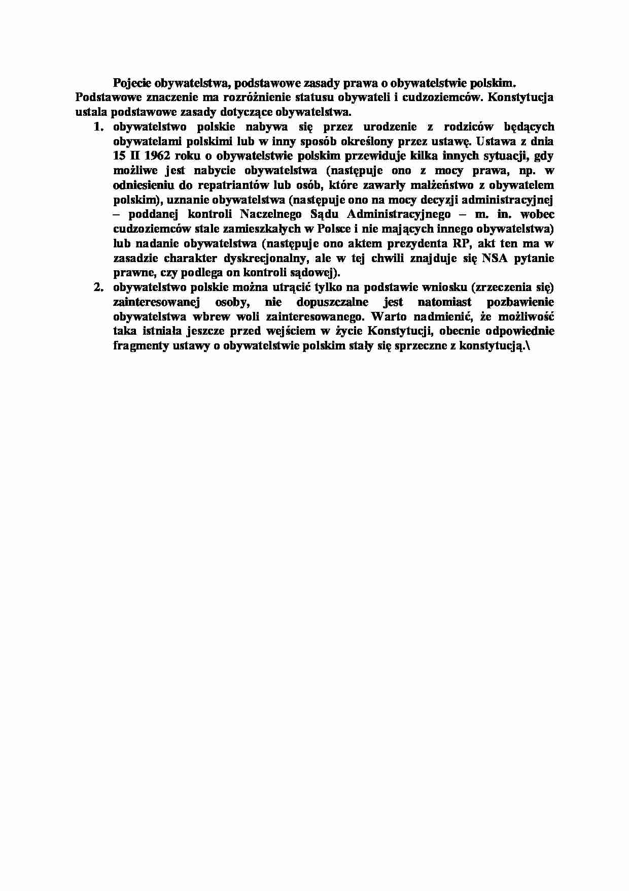 Pojęcie obywatelstwa-opracowanie - strona 1