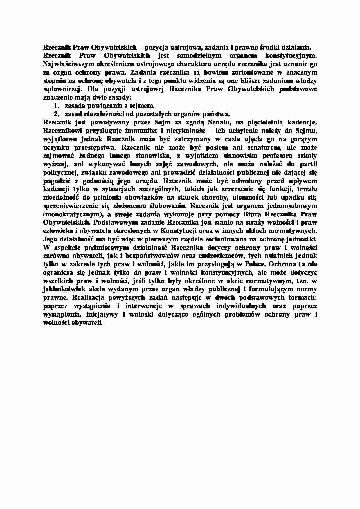 Rzecznik Praw Obywatelskich-opracowanie - strona 1