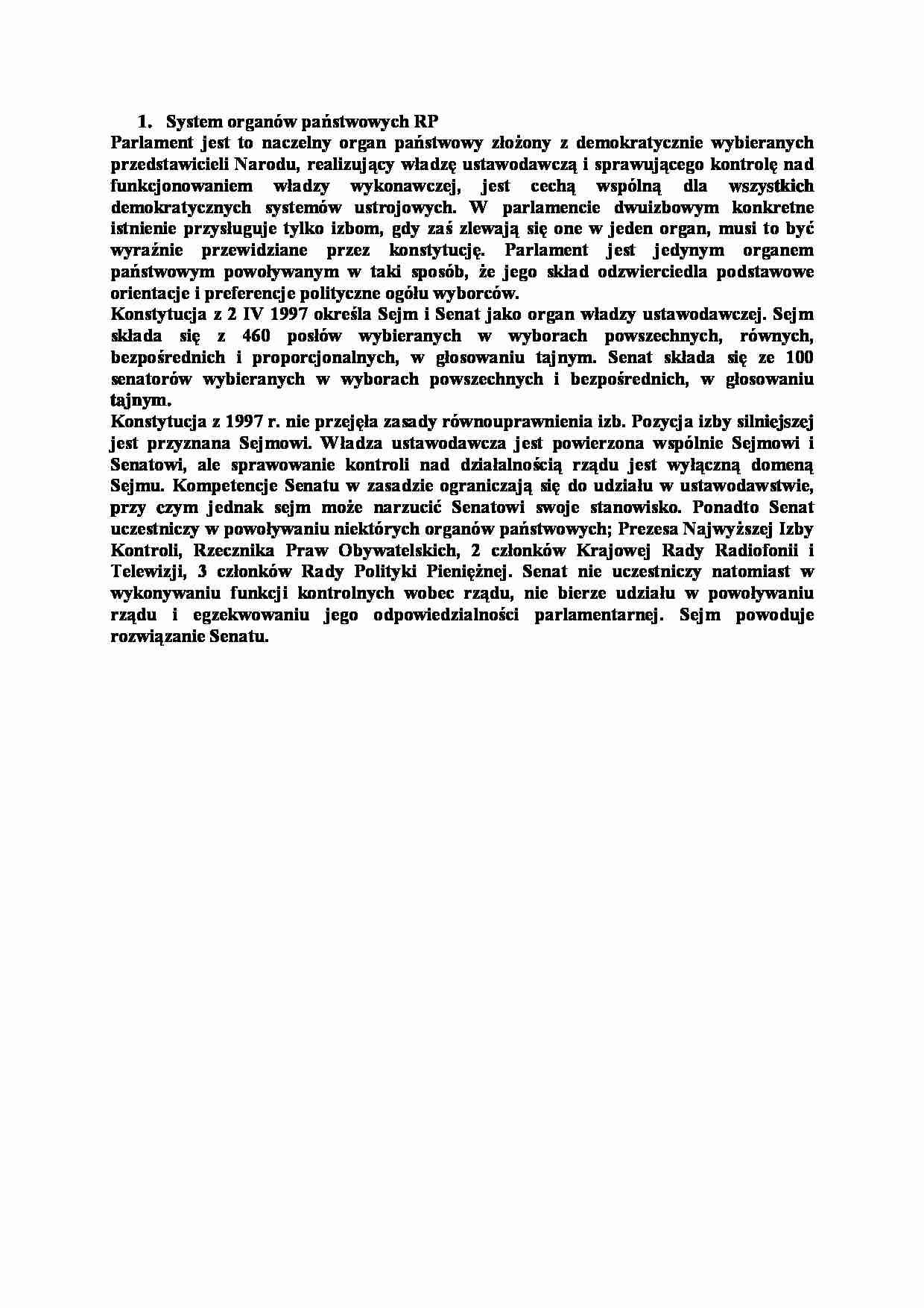 System organów państwowych RP-opracowanie - strona 1