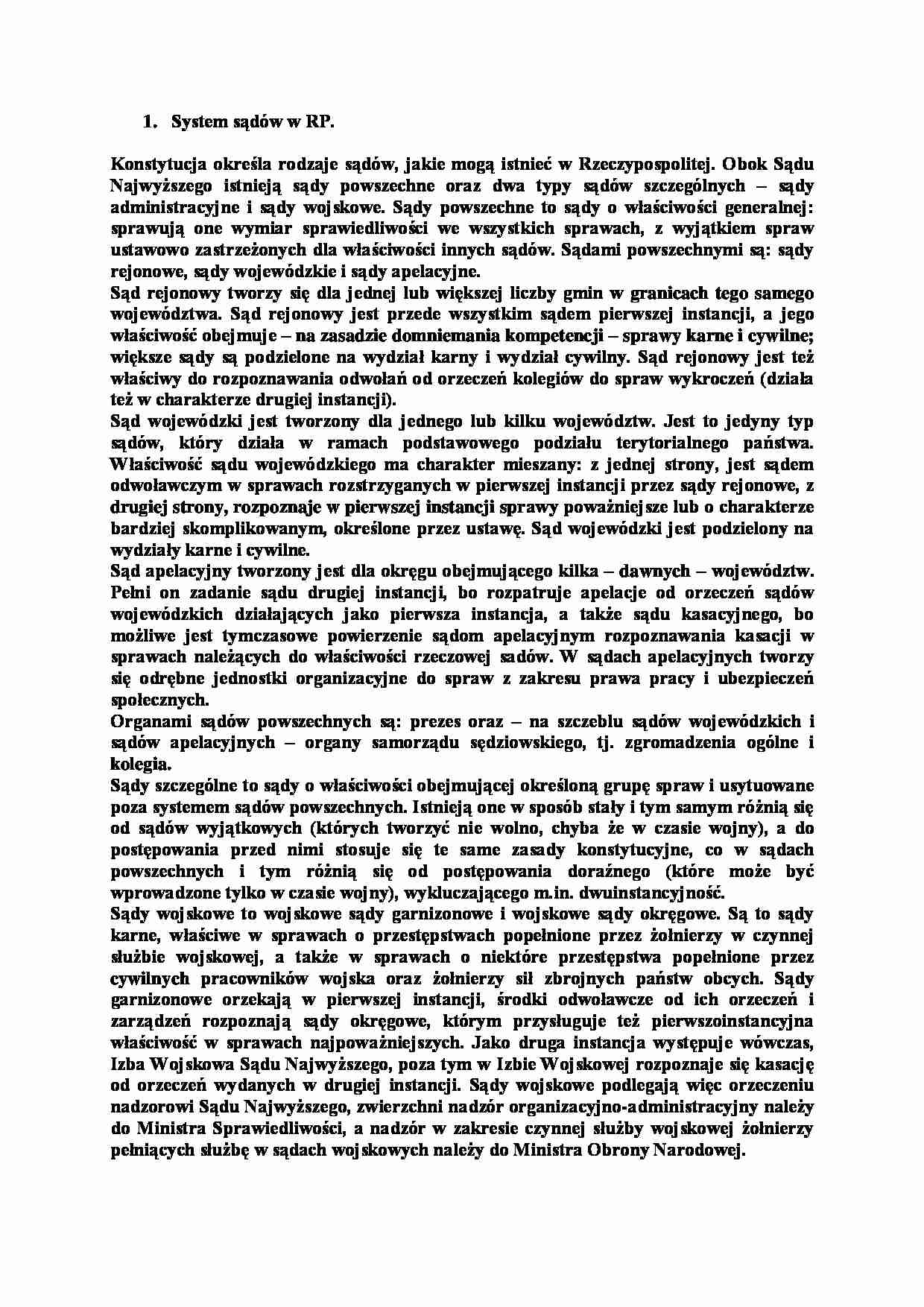 System sądów w RP-opracowanie - strona 1