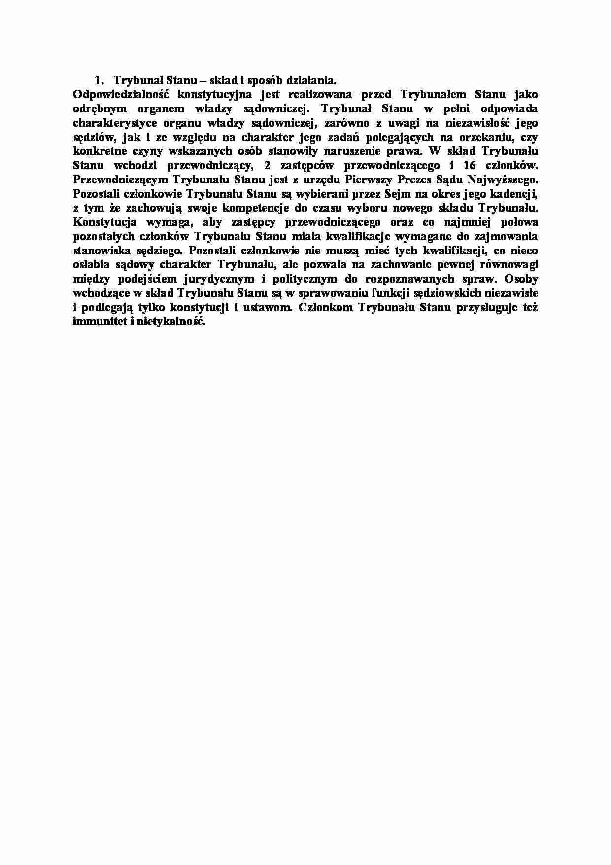 Trybunał Stanu-skład i sposób działania - strona 1