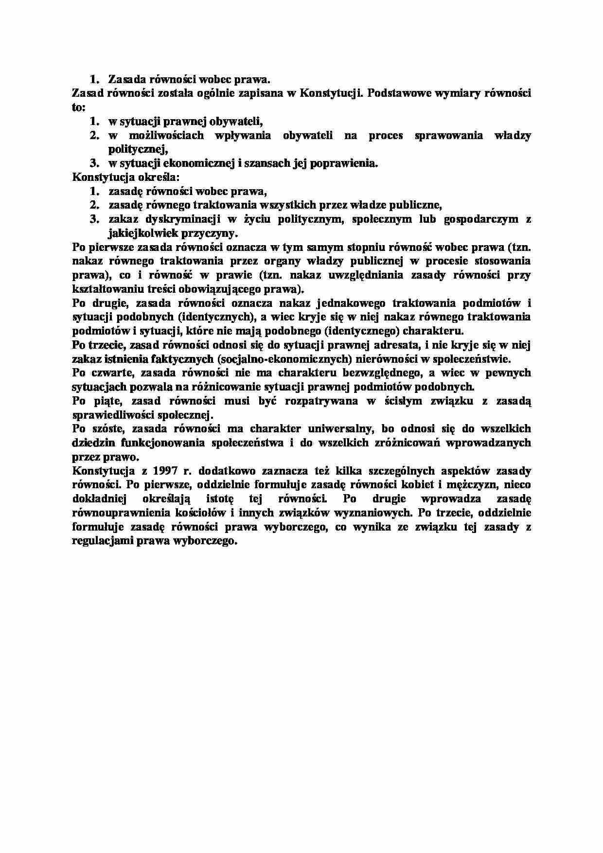 Zasada równości wobec prawa-opracowanie - strona 1