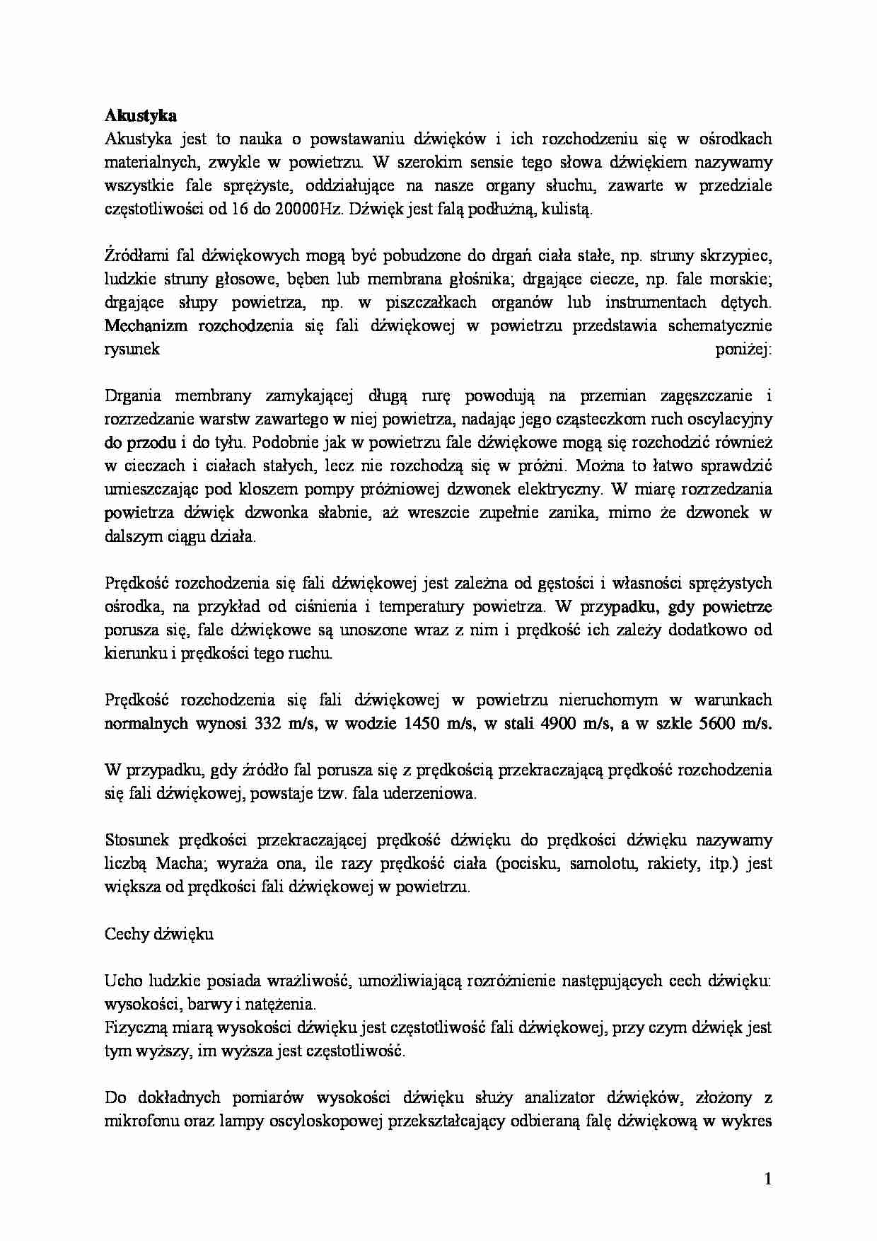 Akustyka, drgania i faleelektromagnetyczne - Wysokość dźwięku - strona 1