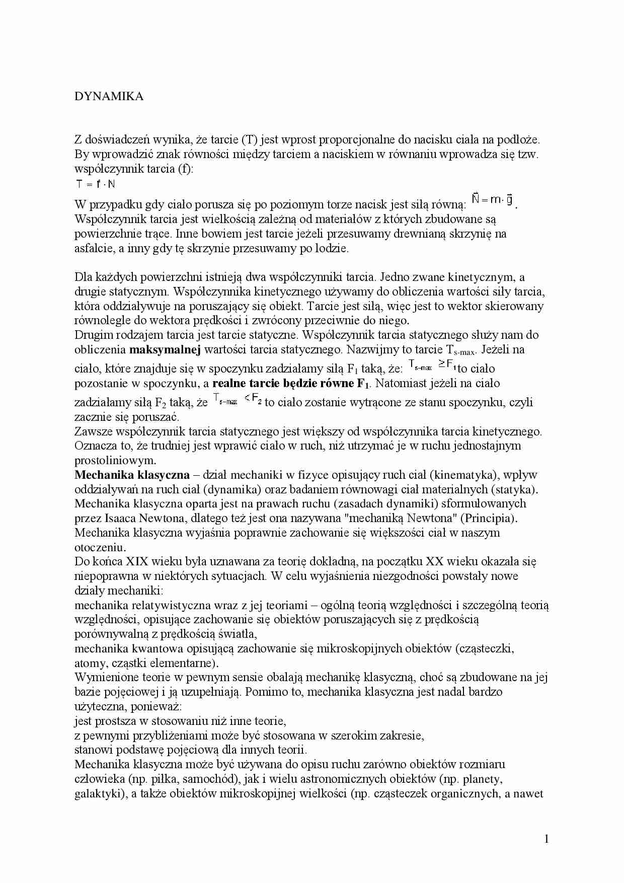 Dynamika-opracowanie - tarcie - strona 1