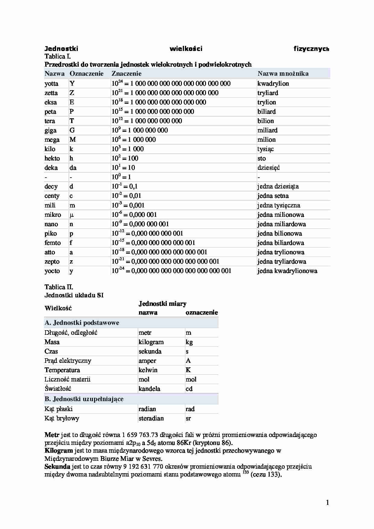 Jednostki wielkości fizycznych - Metr - strona 1