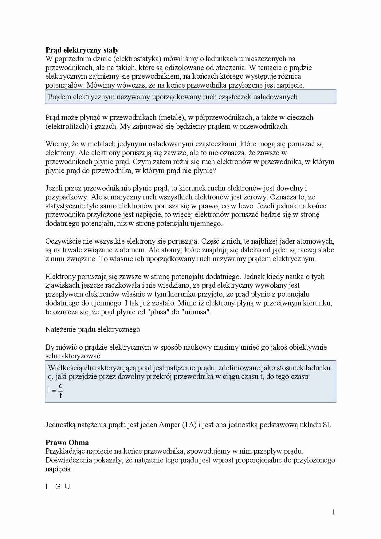 Prąd elektryczny stały, magnetyzm - strona 1