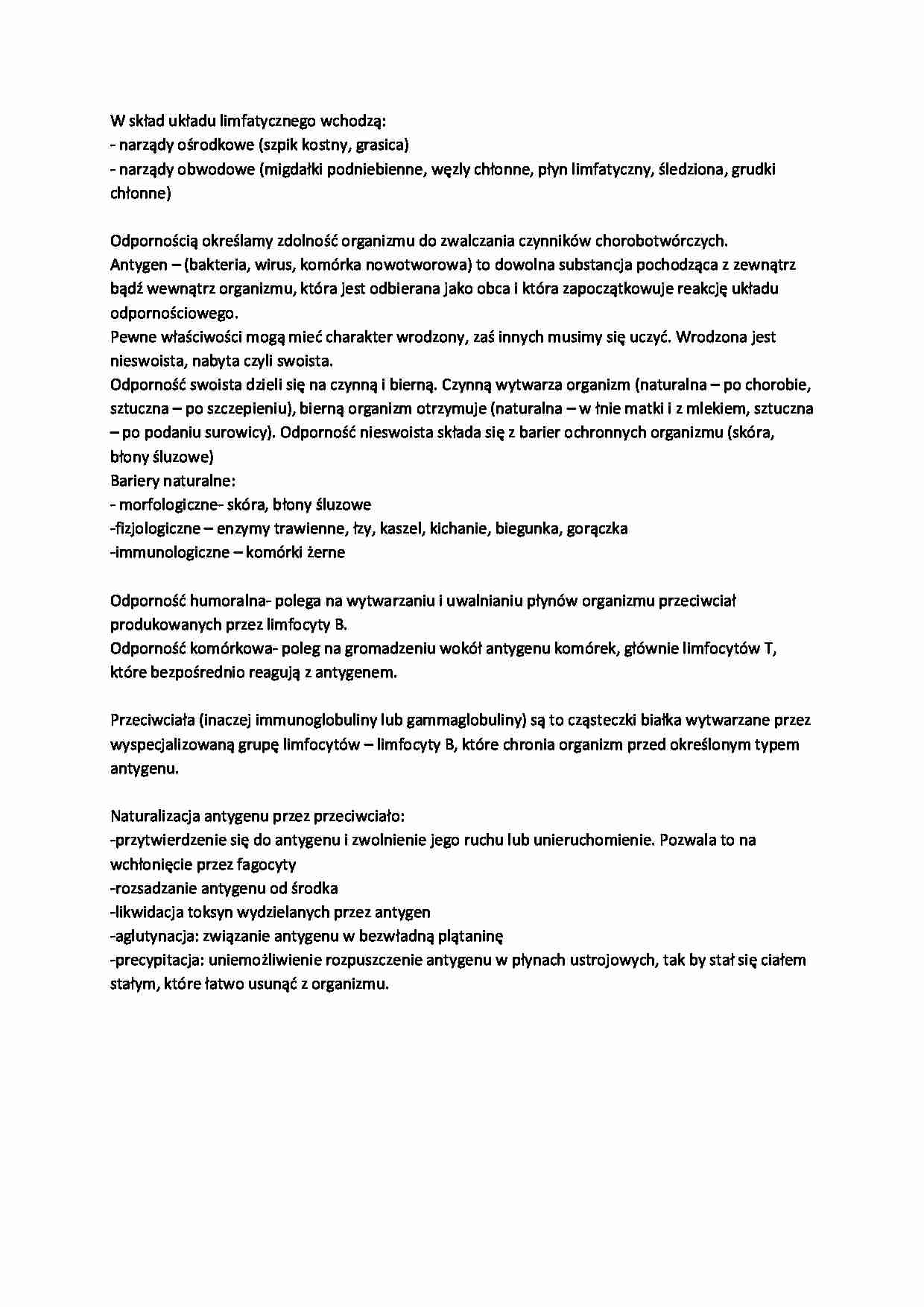 Odporność biologiczna organizmu - omówienie  - strona 1