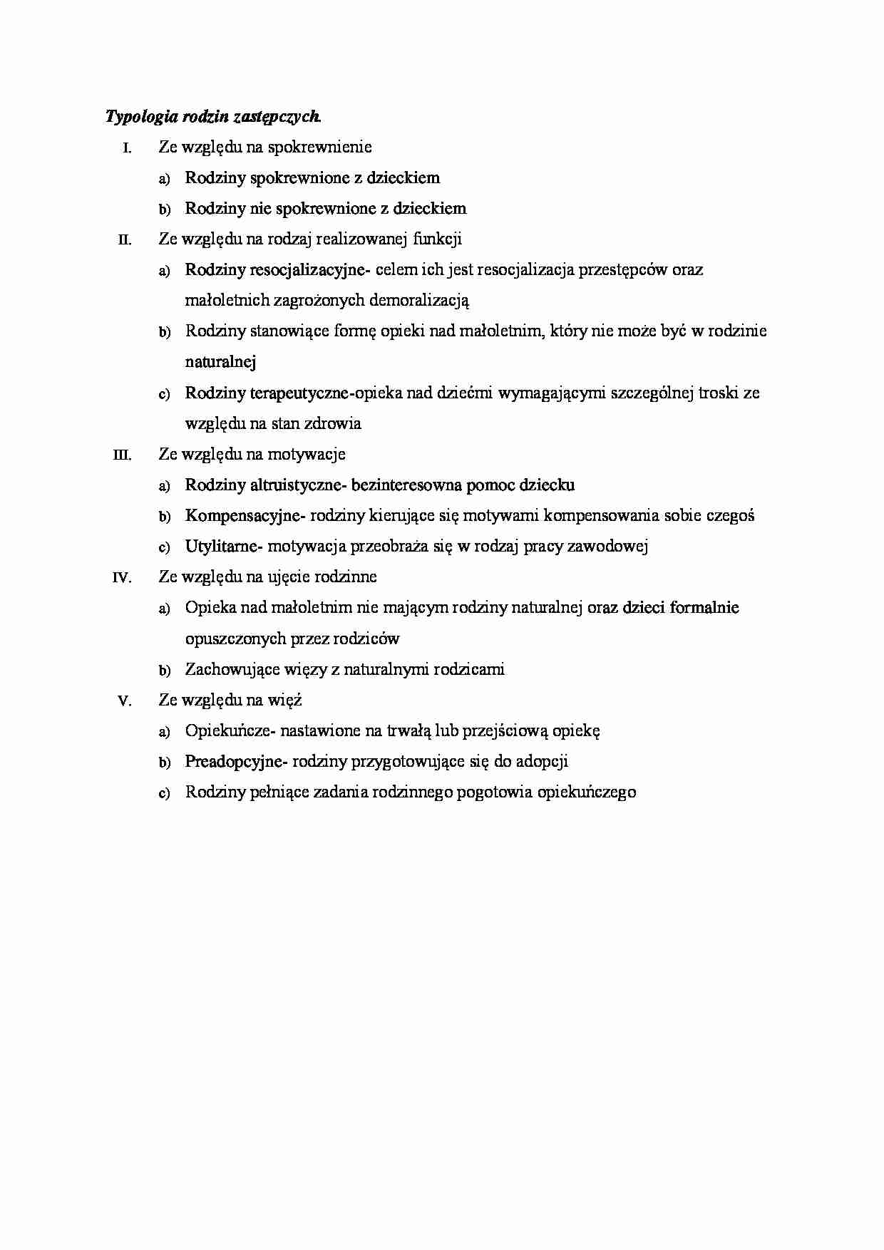 Typologia rodzin zastępczych - omówienie - strona 1