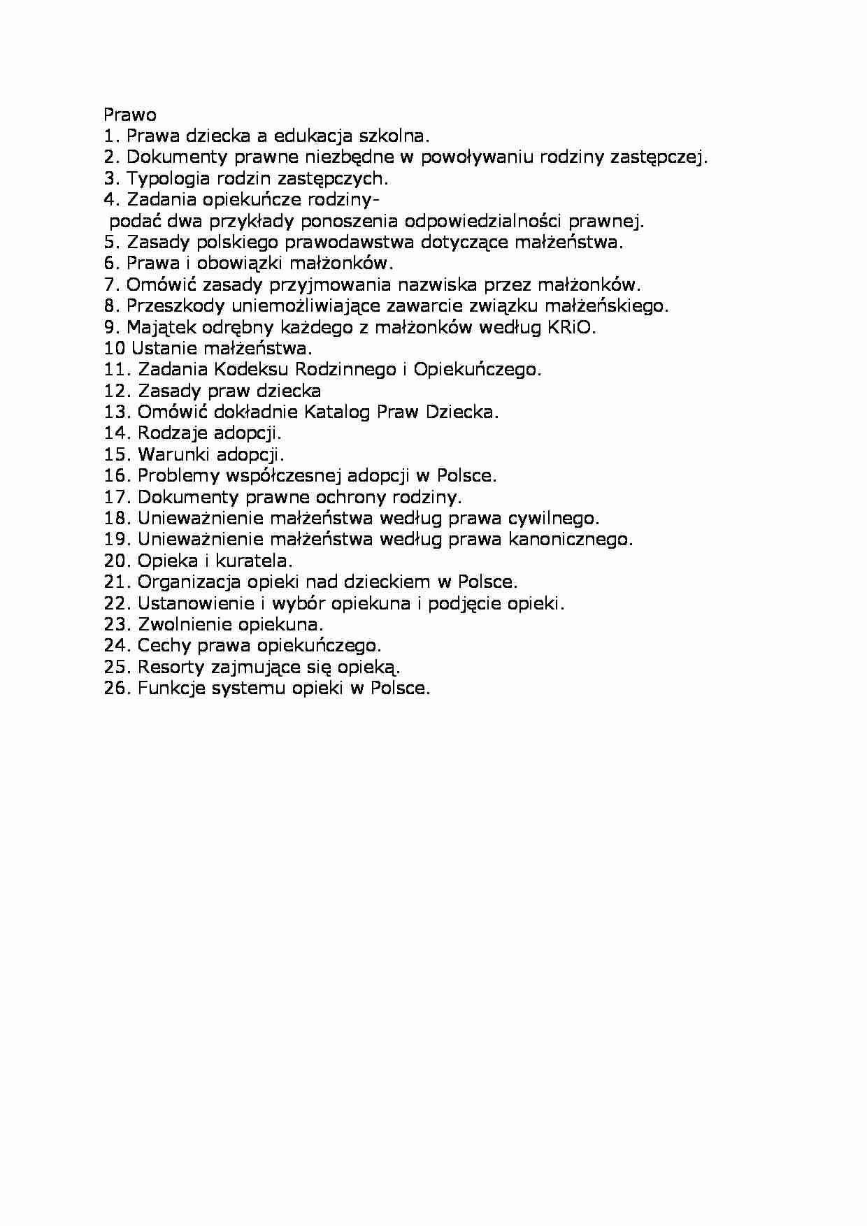 Zagadnienia na egzamin - prawo rodzinne - strona 1