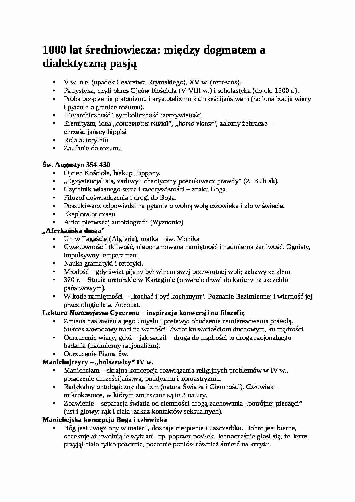 średniowiecze - omówienie  - strona 1