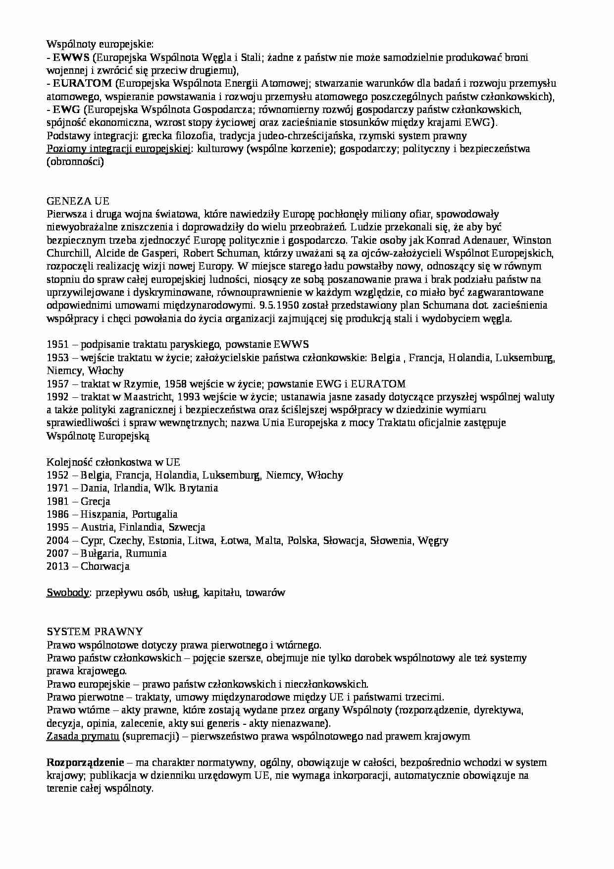 Skrypt - Ekonomia Integracji Europejskiej - strona 1
